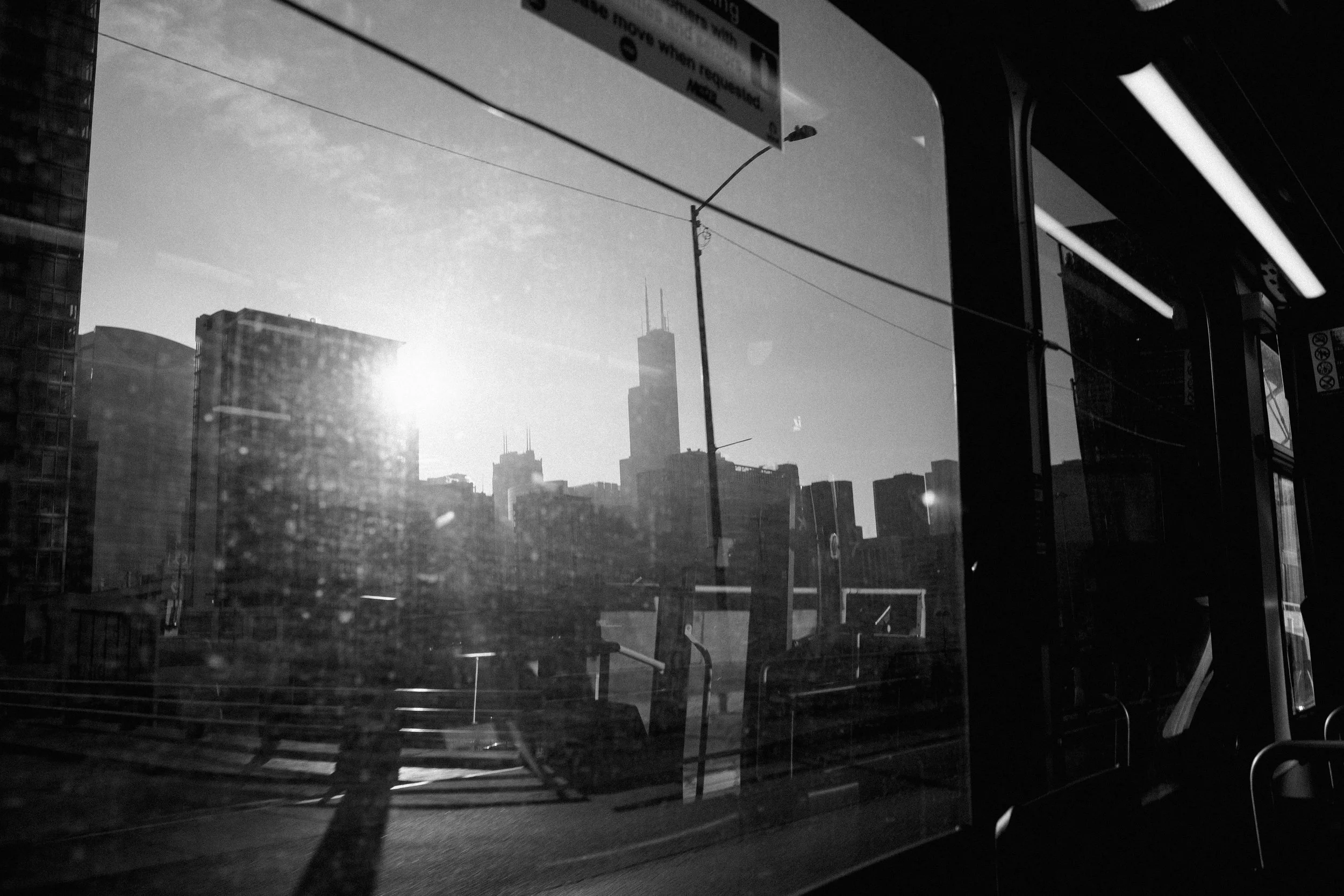  Chicago skyline from the bus. 