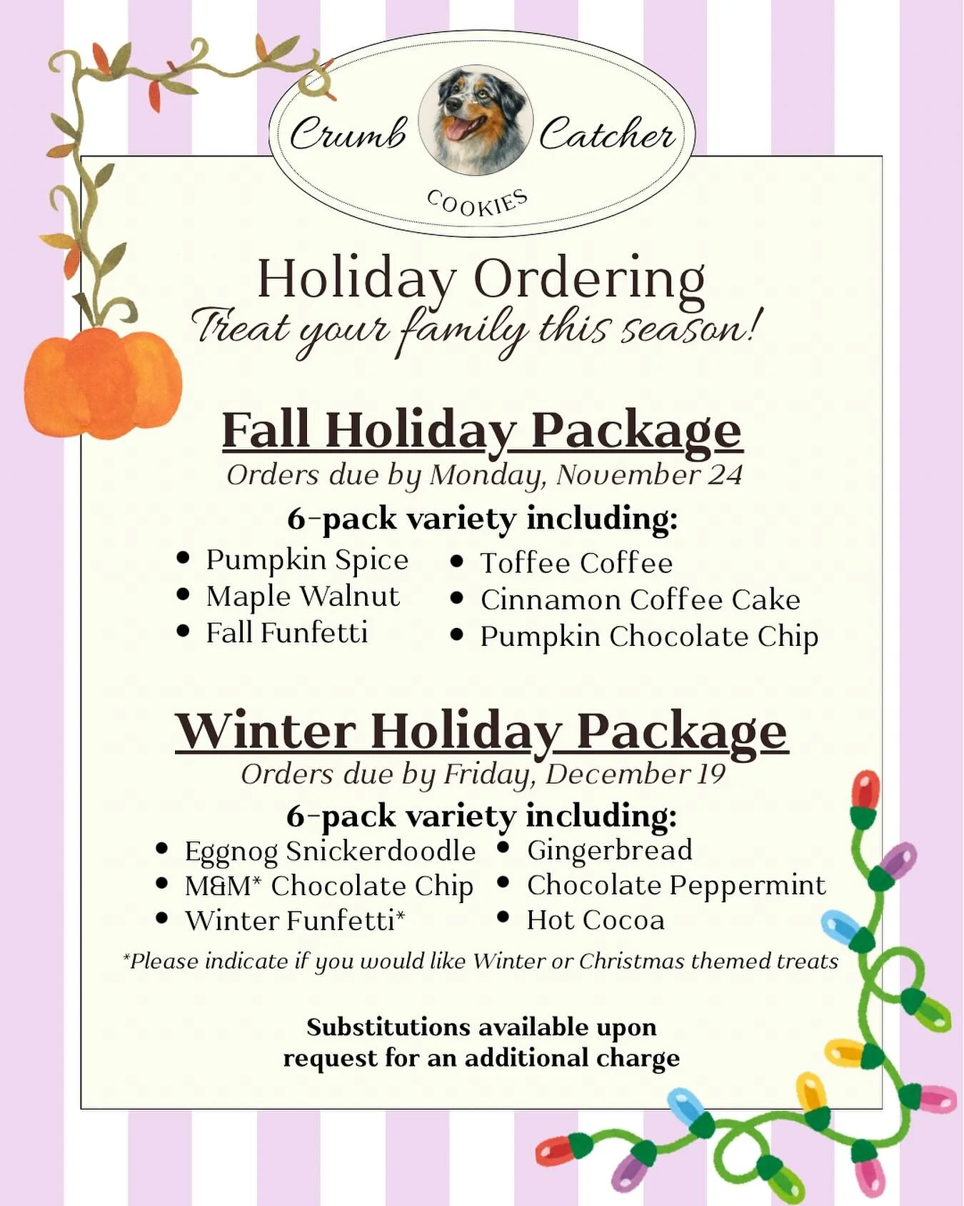 Holiday meals shouldn&rsquo;t be stressful! Let us take care of dessert. Place your holiday orders today. 🍂🦃🎄❄️