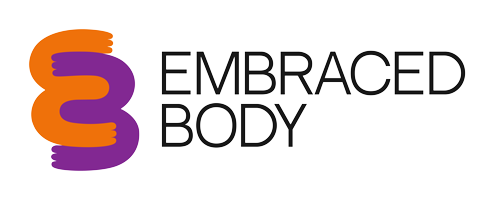 Logo with stylized number 3 in orange and purple, and the words 'Embraced Body' in black text.