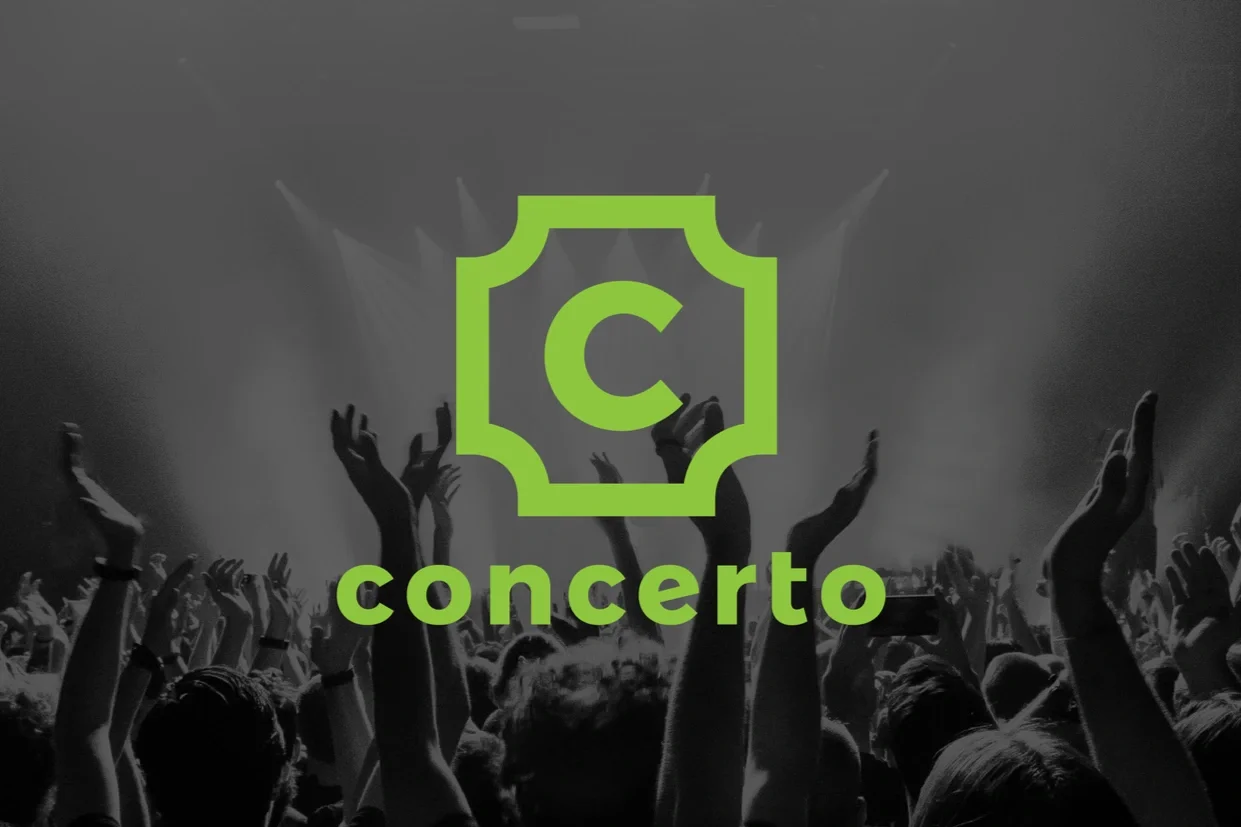 lime green "C" inside a square with rounded corners turned in. "concerto" underneath