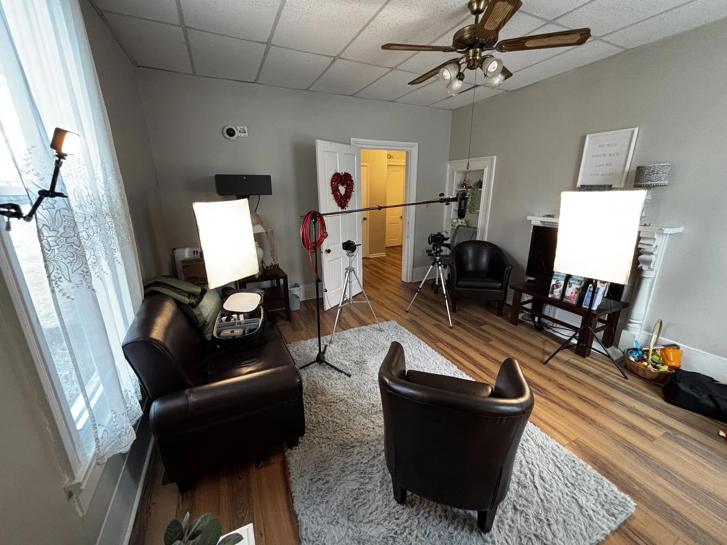 Setup for an interview at the Butts County Pregnancy Center