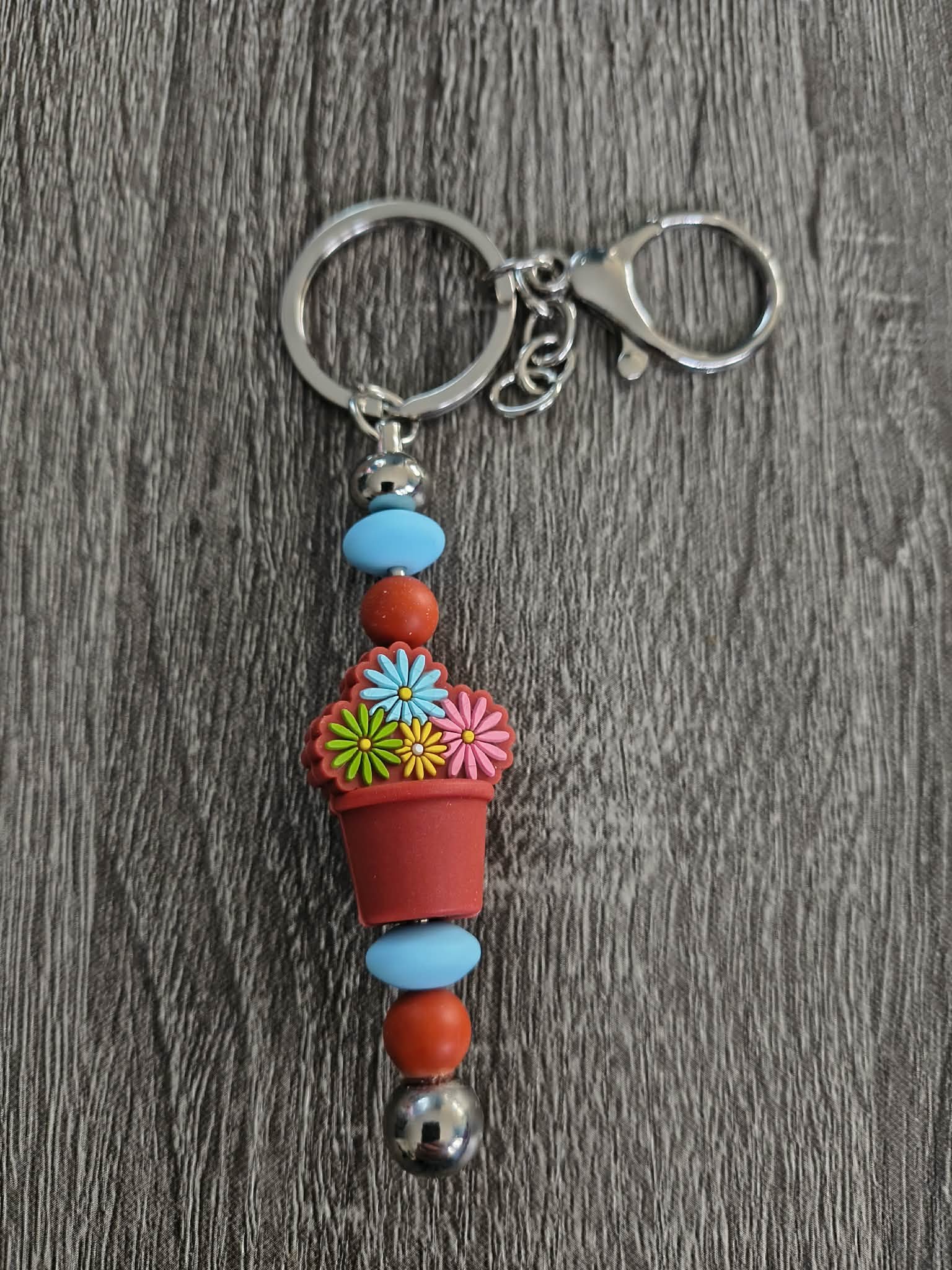 Blue flower pot Keychain