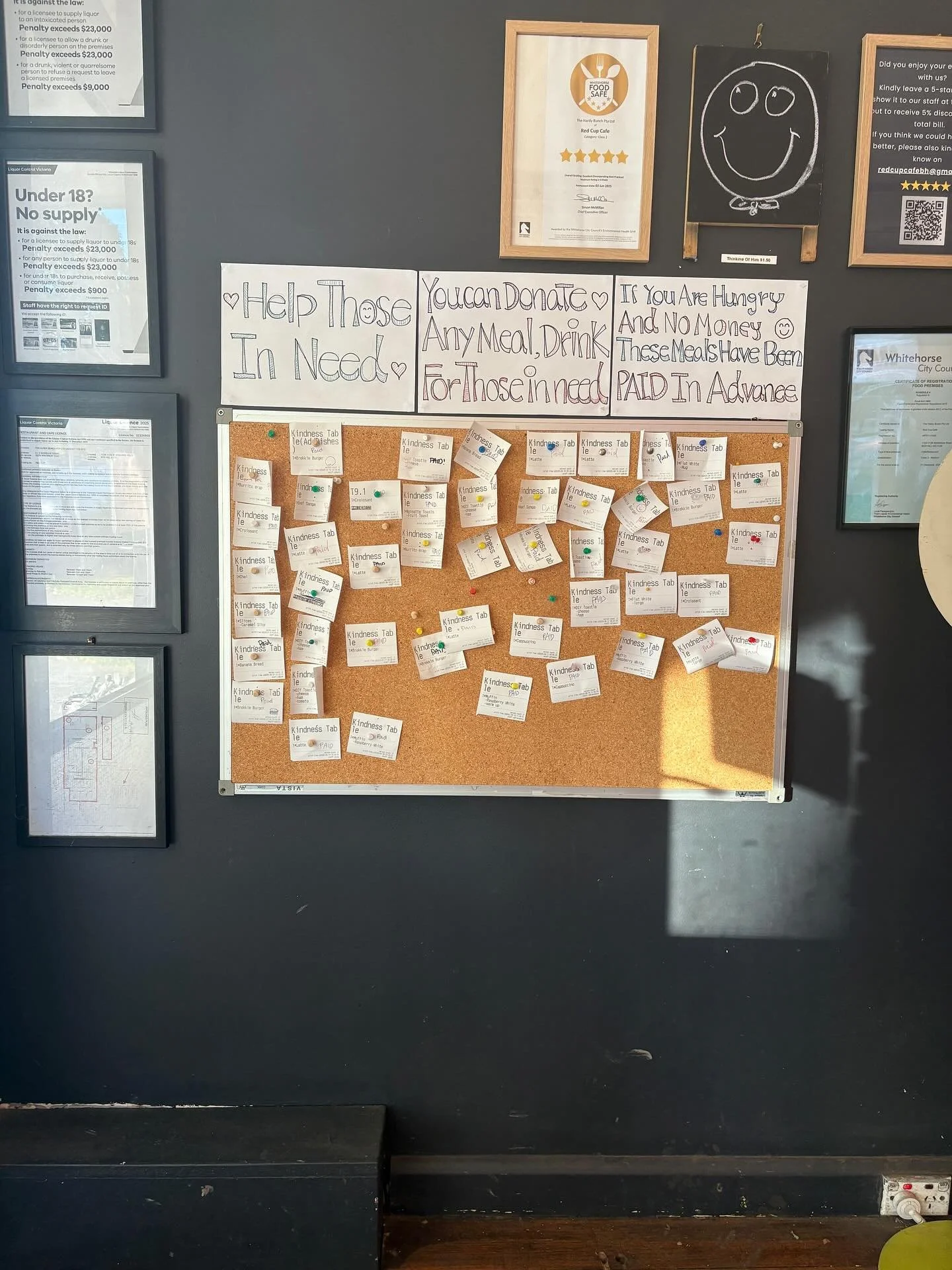 Recently, we popped into Red Cup Cafe, Box Hill ☕ and were blown away, not just by the coffee (shoutout to the barista 👌), but by the wall covered in paid receipts.

Each one is a prepaid meal or drink, ready for anyone who&rsquo;s hungry and can&rs