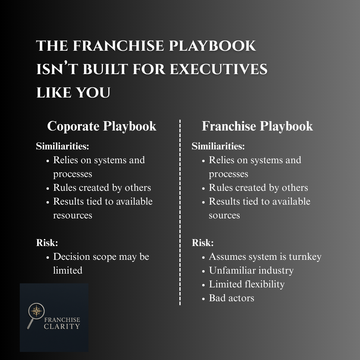 The franchise playbook isn’t built for executives like you