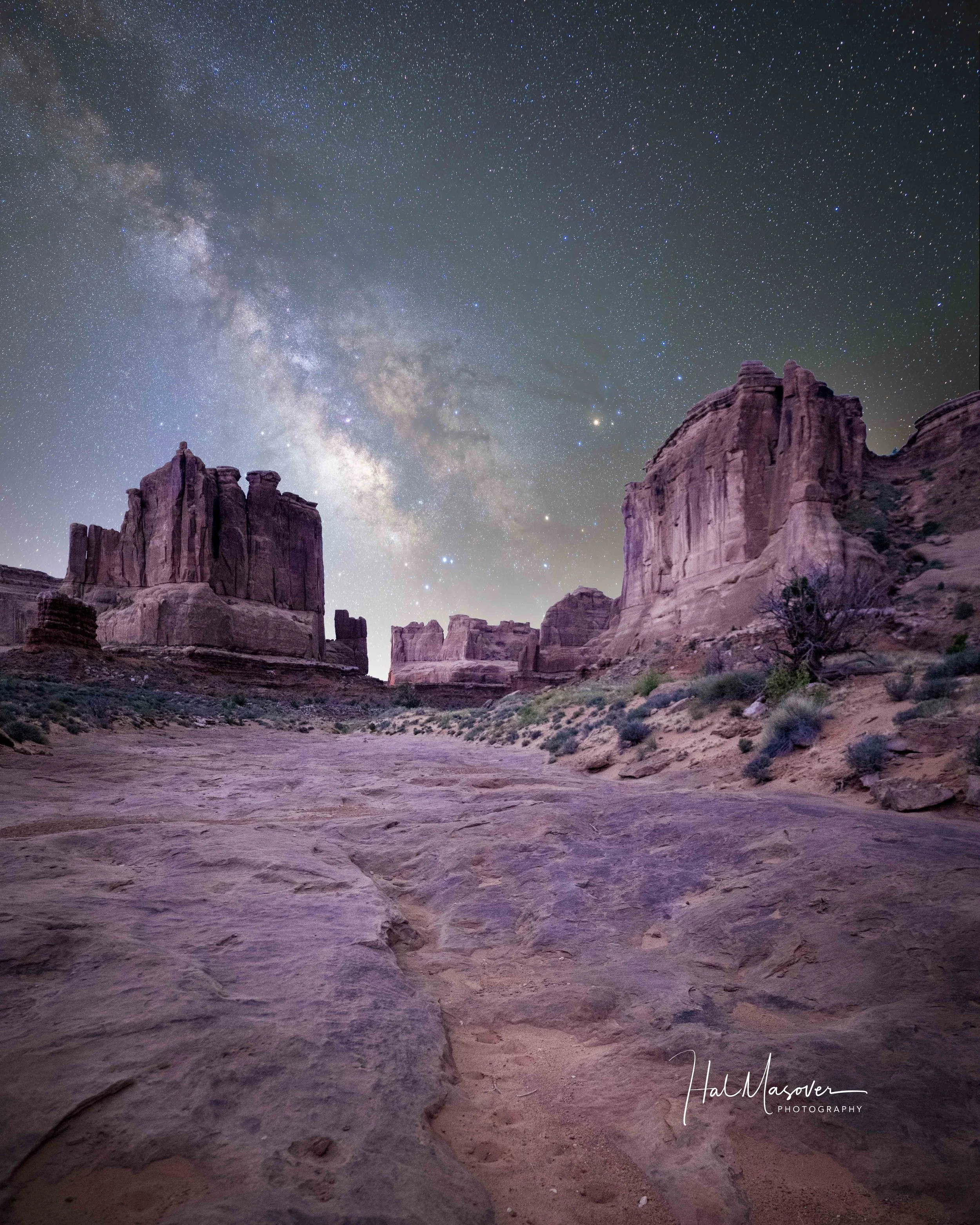 Milky Way over Courthouse Towers, Arches NP