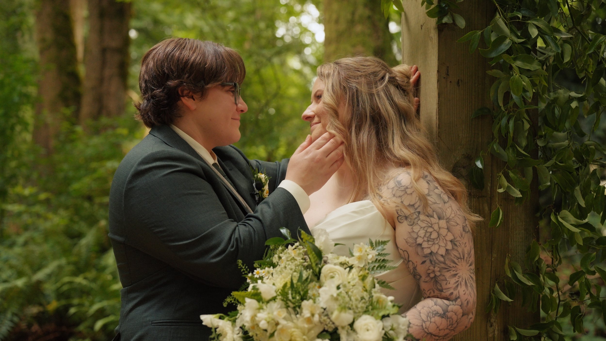 A lesbian couple getting married at Twin Willows in Snohomish Washington.