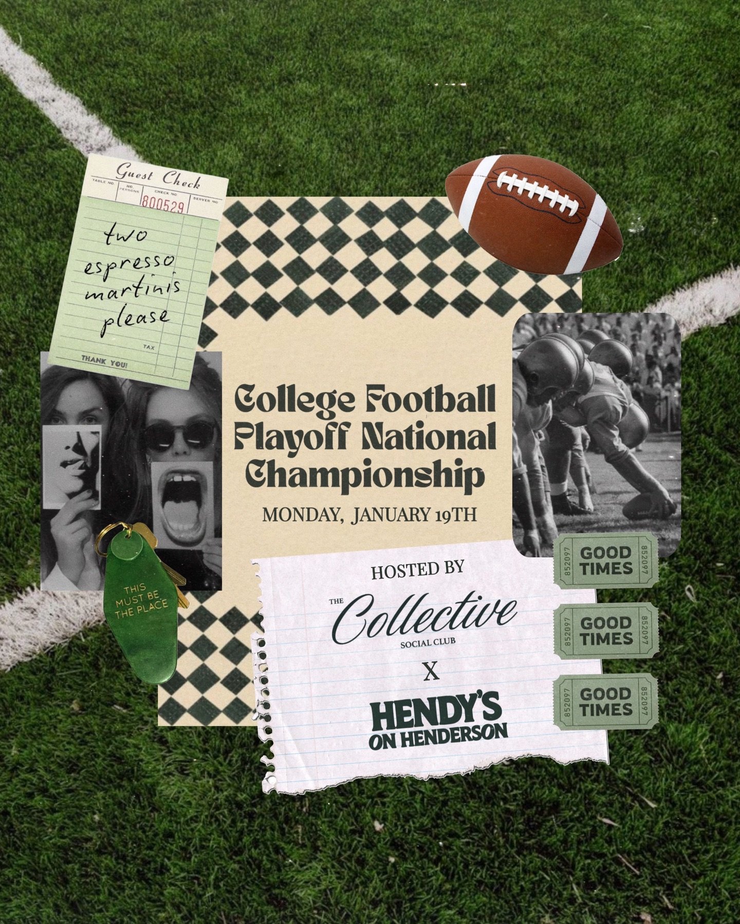 National Championship. Monday night at Hendy&rsquo;s. You in? 🏈🚀🍸