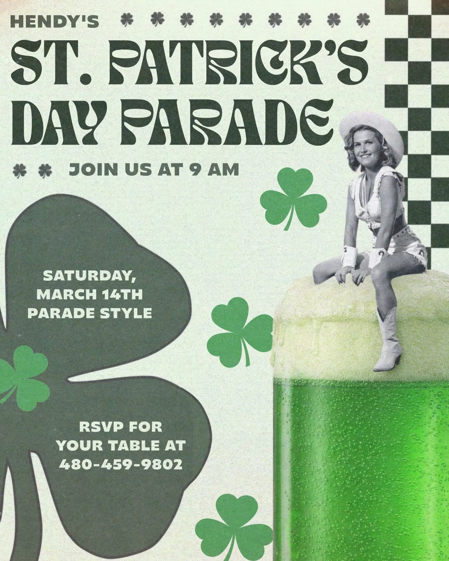 Follow the green beer. It leads straight to Hendy&rsquo;s. If you&rsquo;re lucky, you&rsquo;ll RSVP and get a table now 😉🍀🌈🍸✨