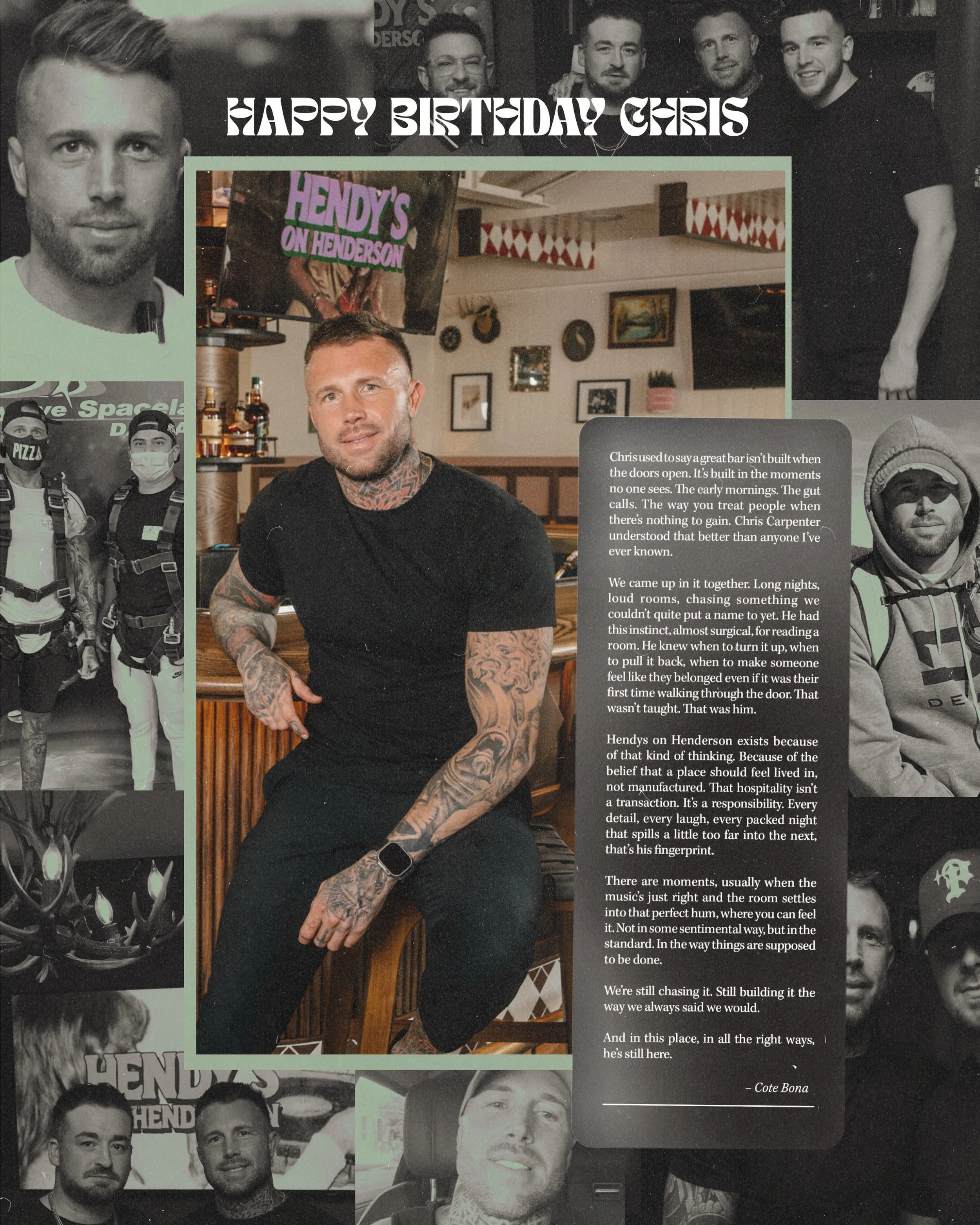 Today we celebrate Chris 🩷

A friend, a mentor, and a huge part of what made Hendy&rsquo;s what it is. His impact is still felt every day. In the people, the place, and the good company he helped create.

Happy Birthday, Chris. We miss you.