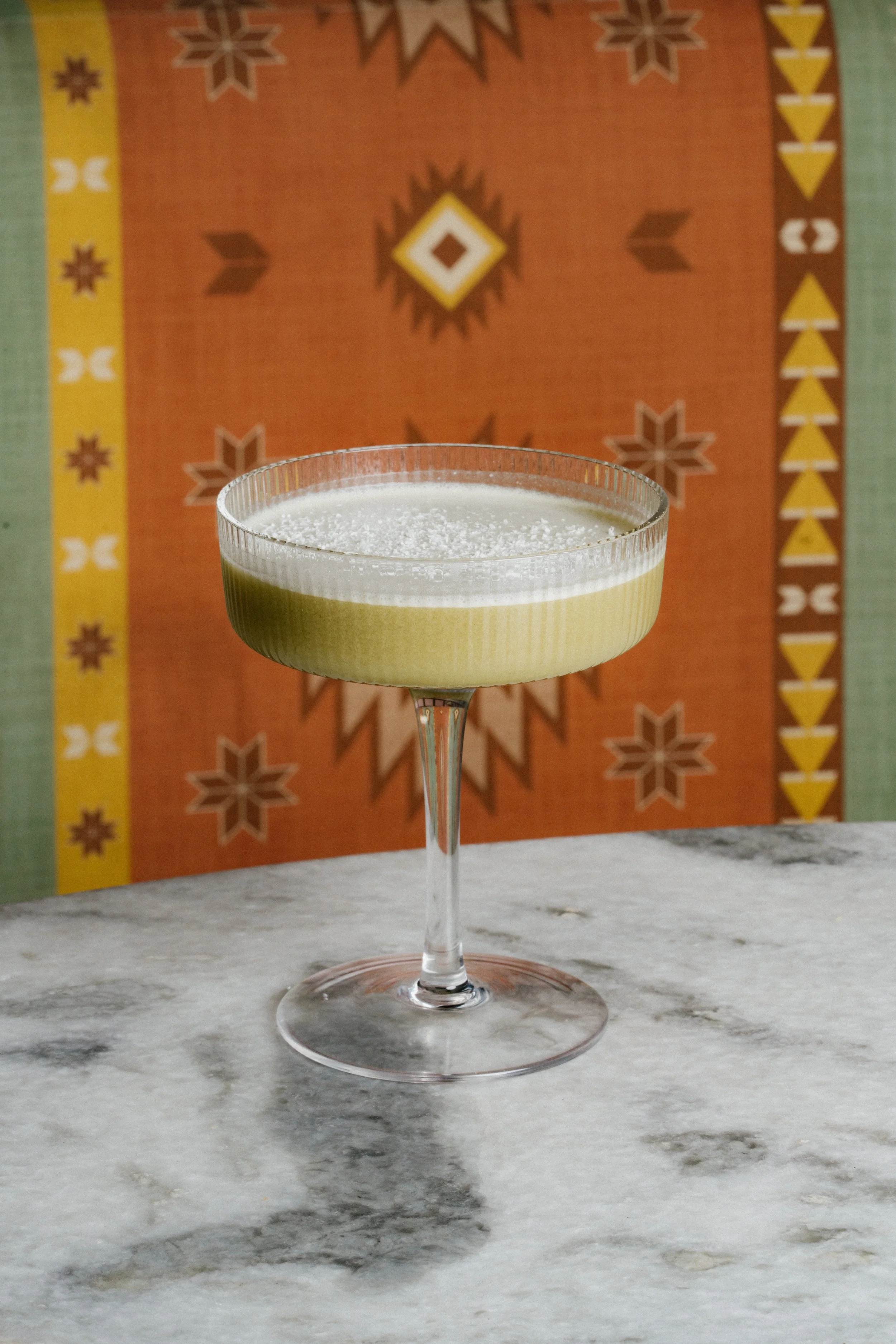 A coconut matcha martini