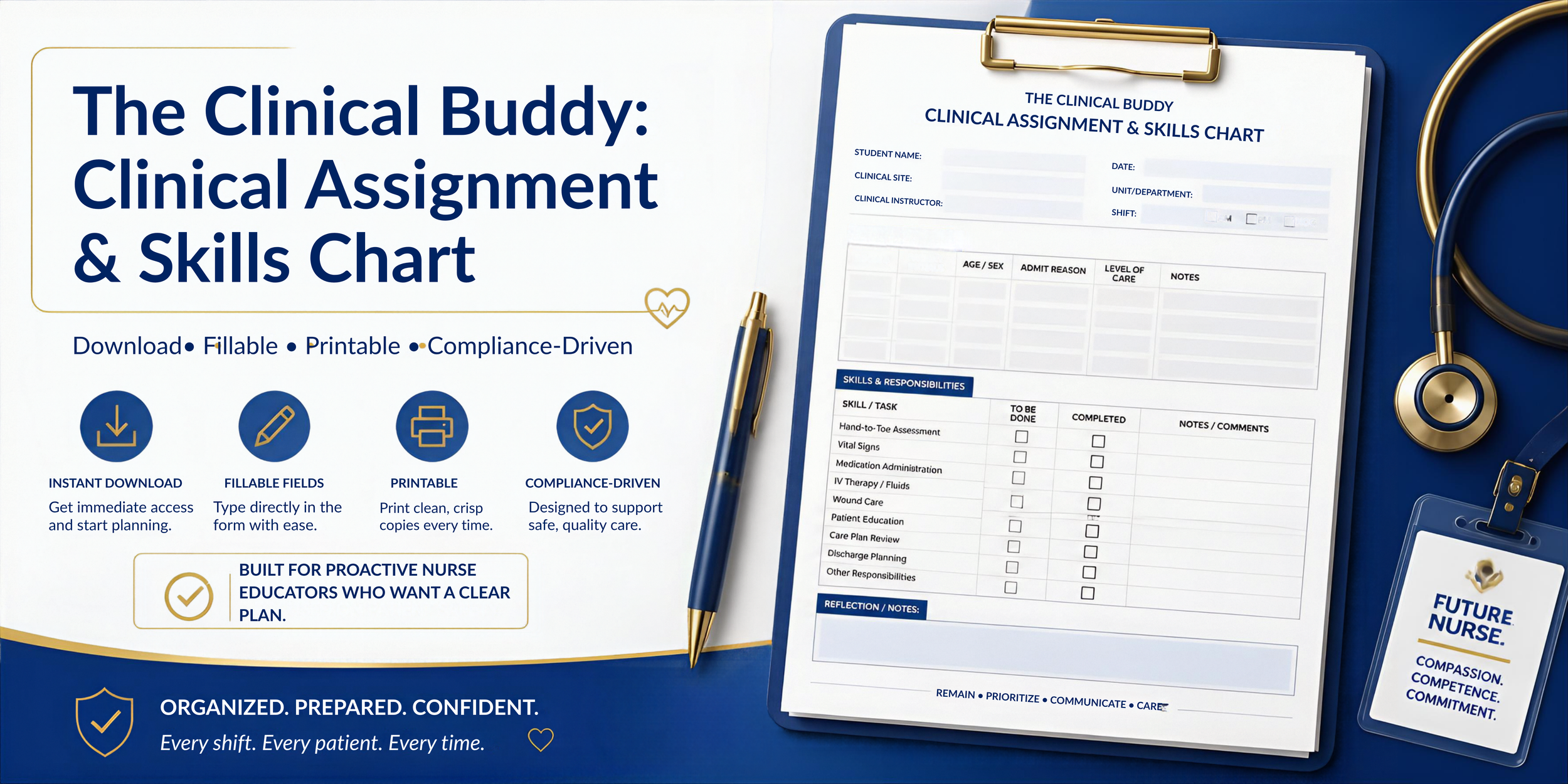 The Clinical Buddy: Clinical Assignment & Skills Chart