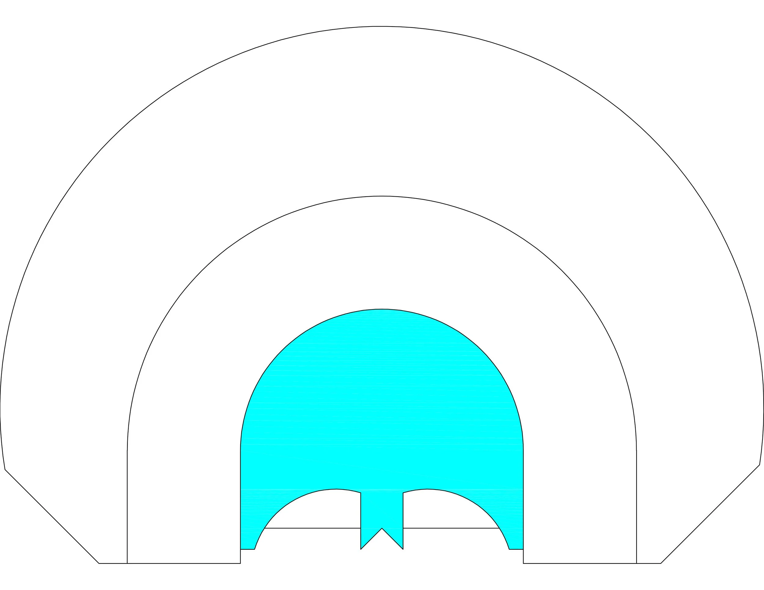 A hockey rink diagram with a blue goal area, ice surface, and surrounding rink outline.