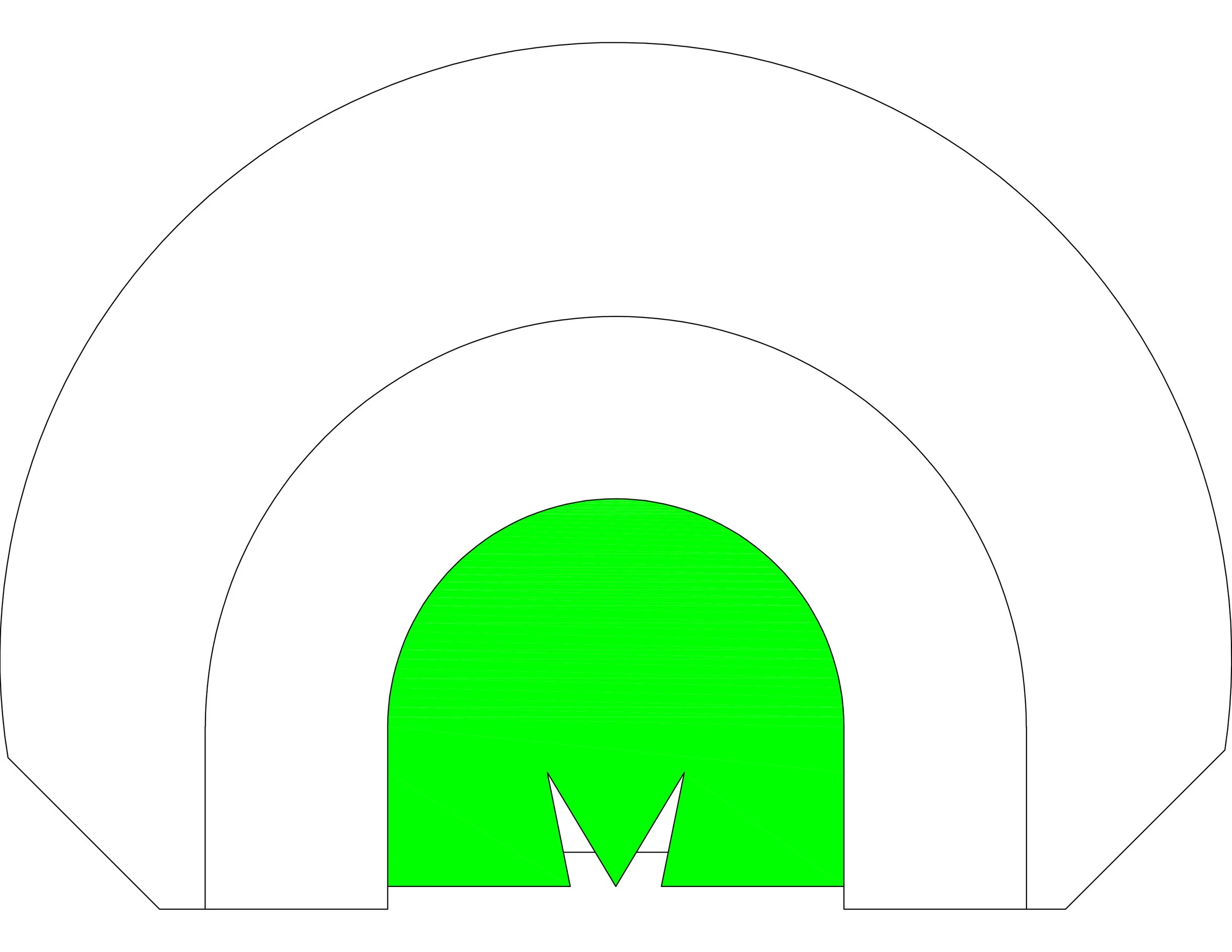 Top-down view of an ice hockey rink with green-circle center and goal area marked in green