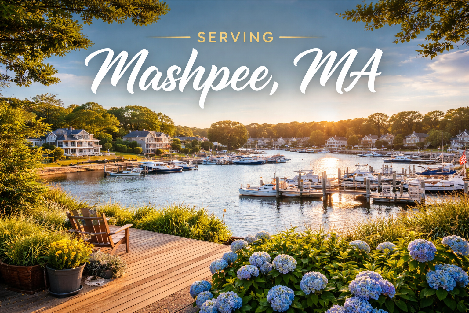 An image of Mashpee, MA down by the water.