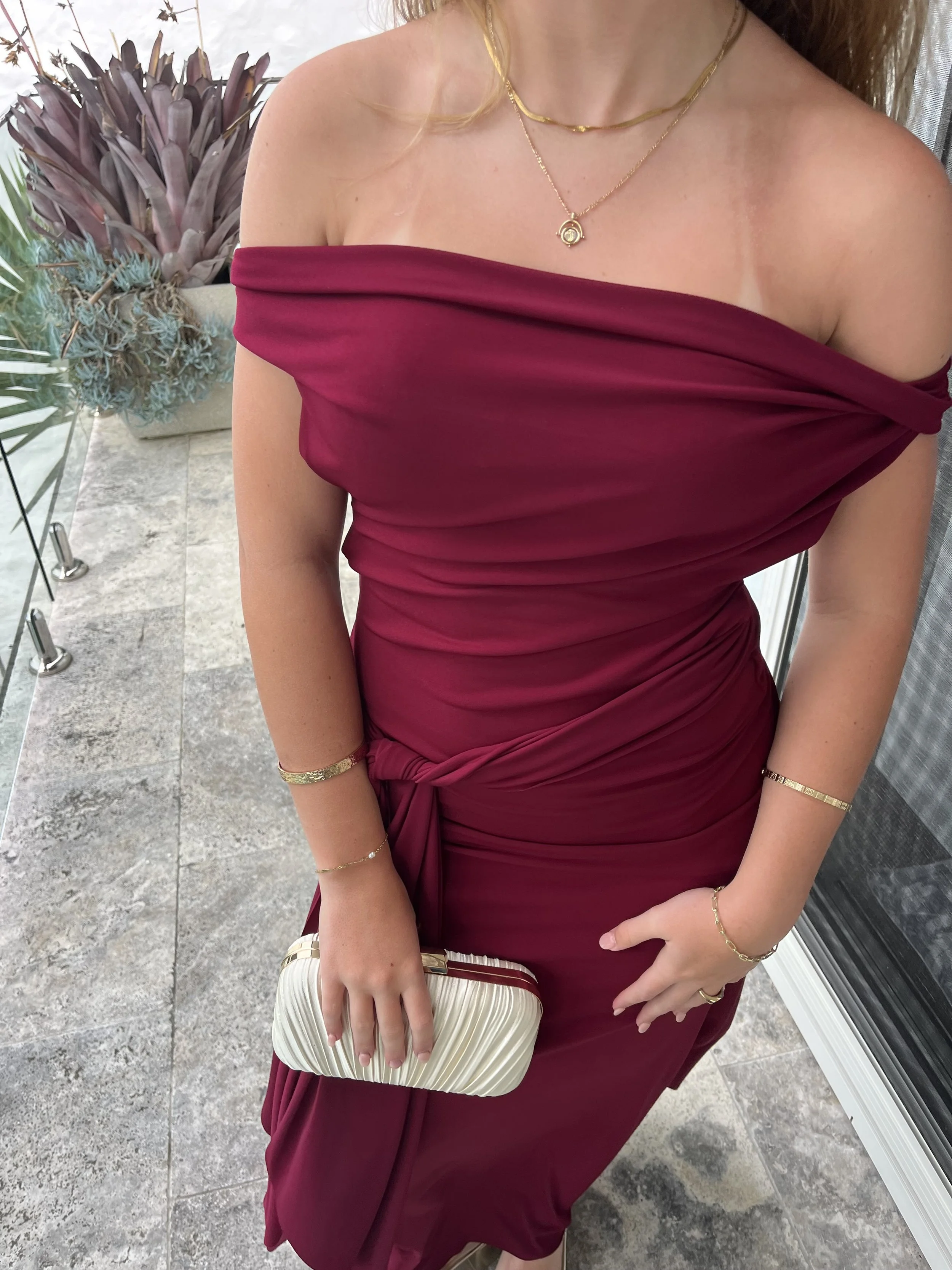 NADIA DRESS BURGUNDY