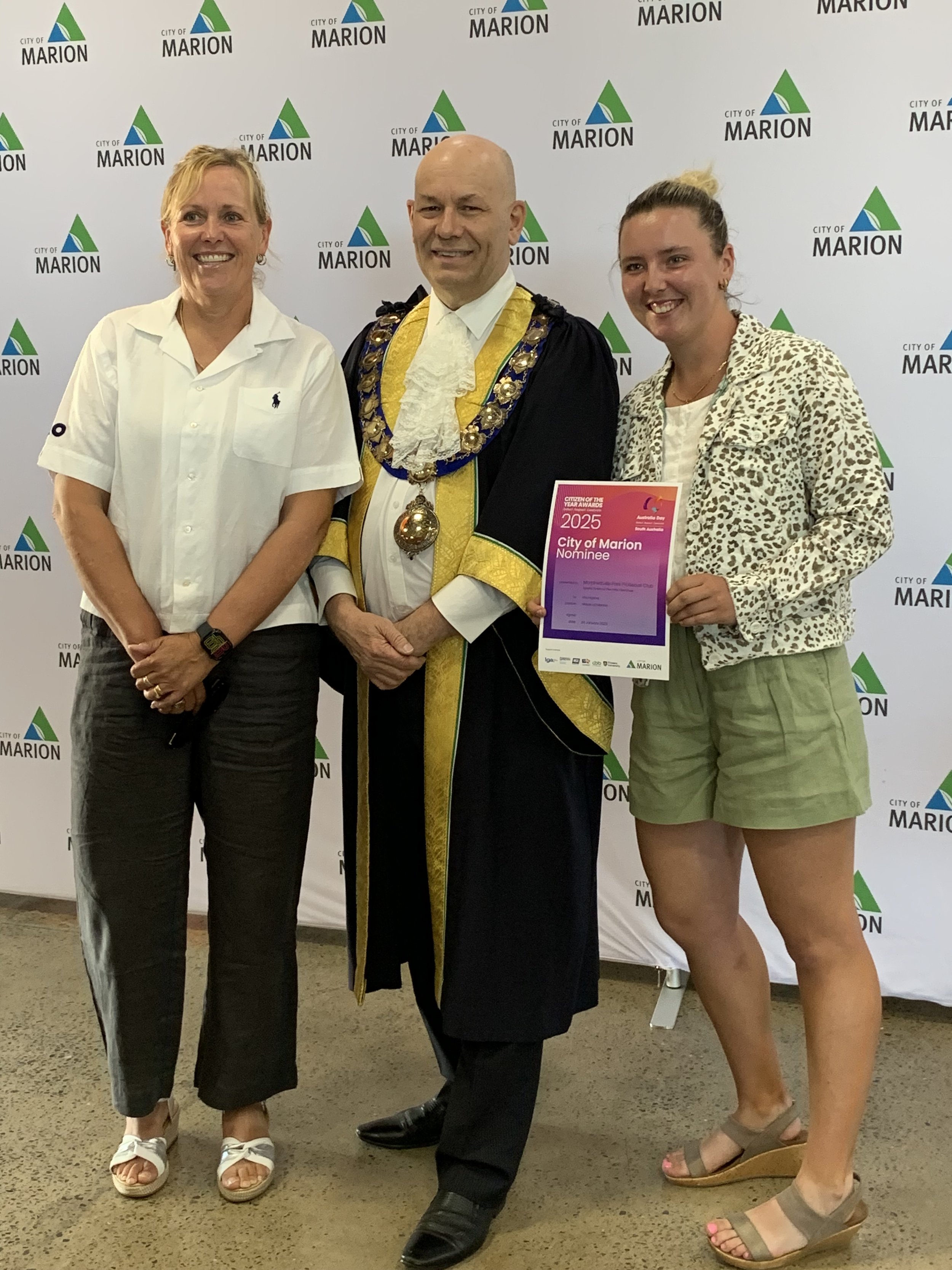 Deanna + Ebony receiving their award at Australia Day awards ceremony