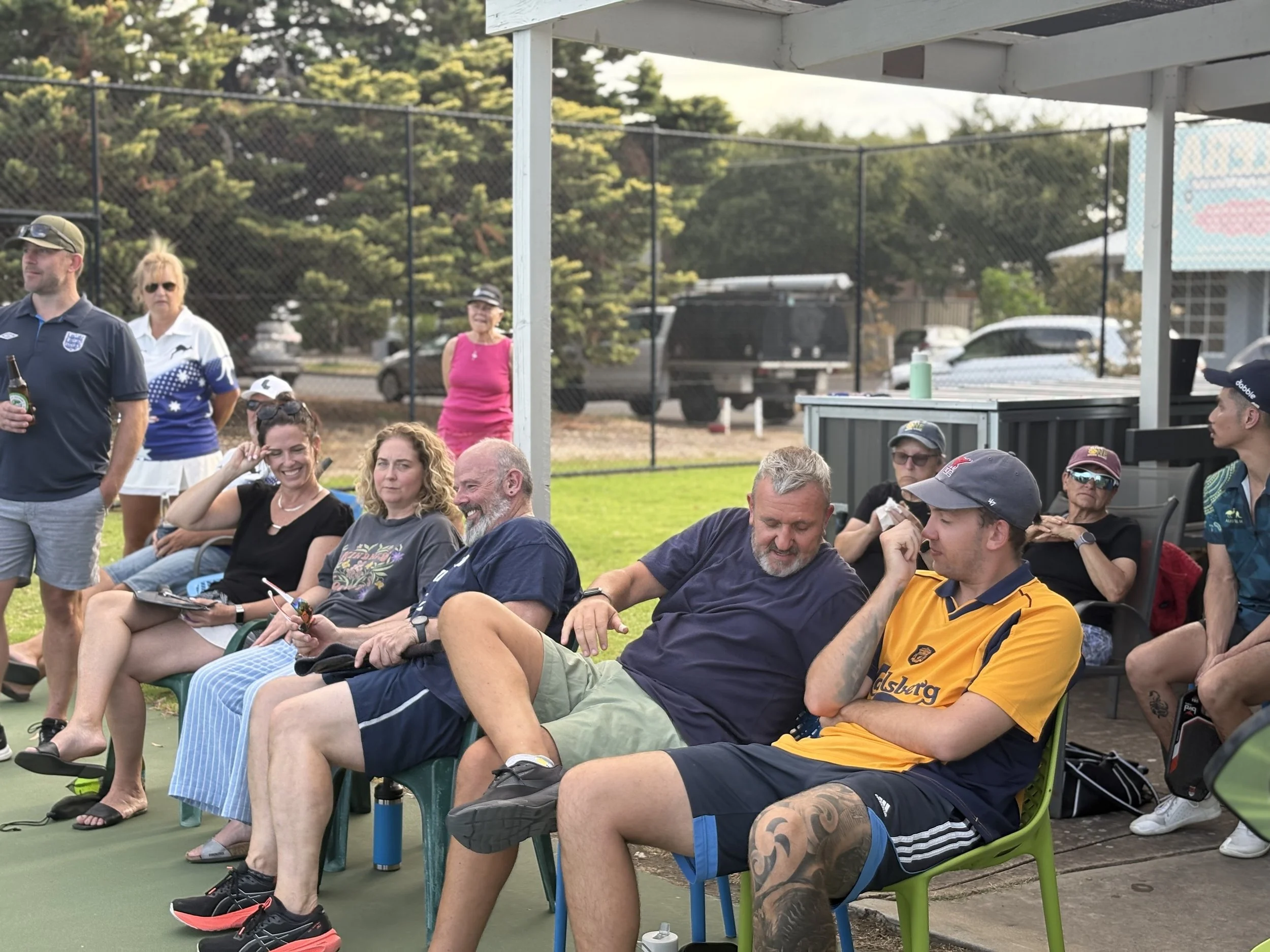 Our pickleballers watching pickleball