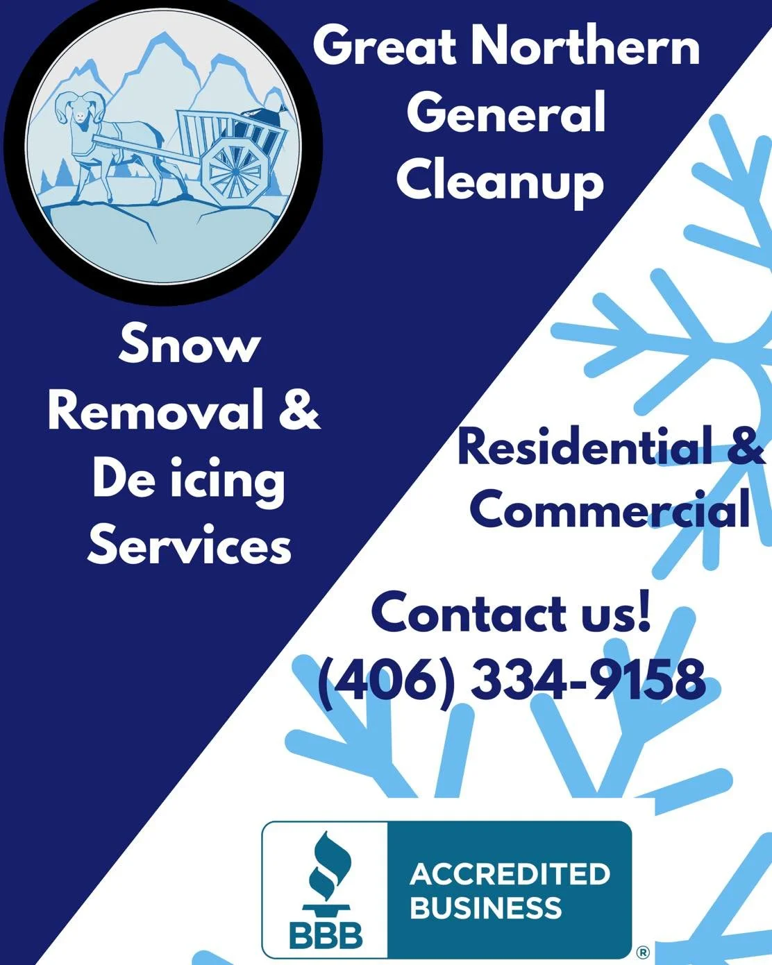 ❄️ Kalispell Snow Removal &amp; De-Icing Services ❄️

Winter is here, and snow can pile up fast! Great Northern General Cleanup is now offering reliable snow removal and de-icing for residential and commercial properties in the Kalispell area.

✔ Dri