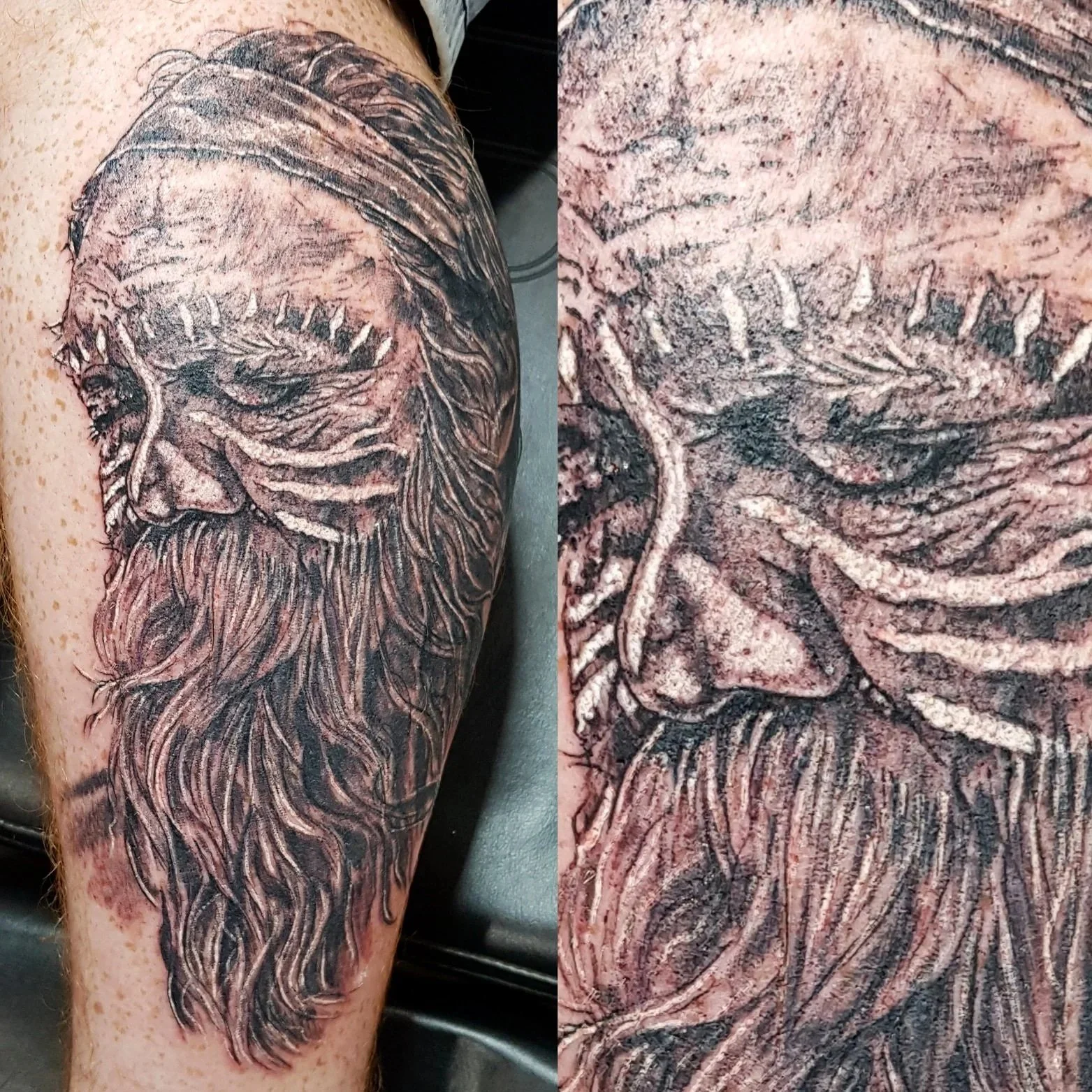 Aboriginal Tribal Elder on the side of the calf