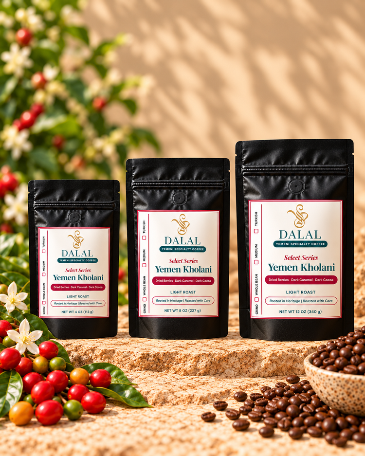 DALAL Select Series Yemen Kholani in 4 oz, 8 oz and 12 oz bags
