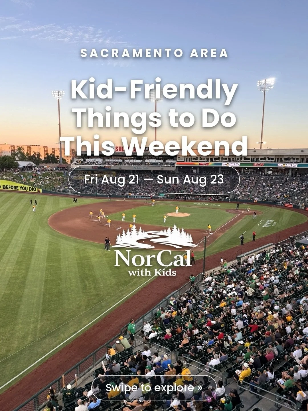 Okay this weekend is a good one 🙌 18 kid-friendly things to do around Sacramento Aug 21&ndash;23. 

The one I keep hearing about: ⚡️ Harry Potter Night at the River Cats on Saturday. Baseball + wizards + a sorting hat cam. Grab your wands.

Also on 
