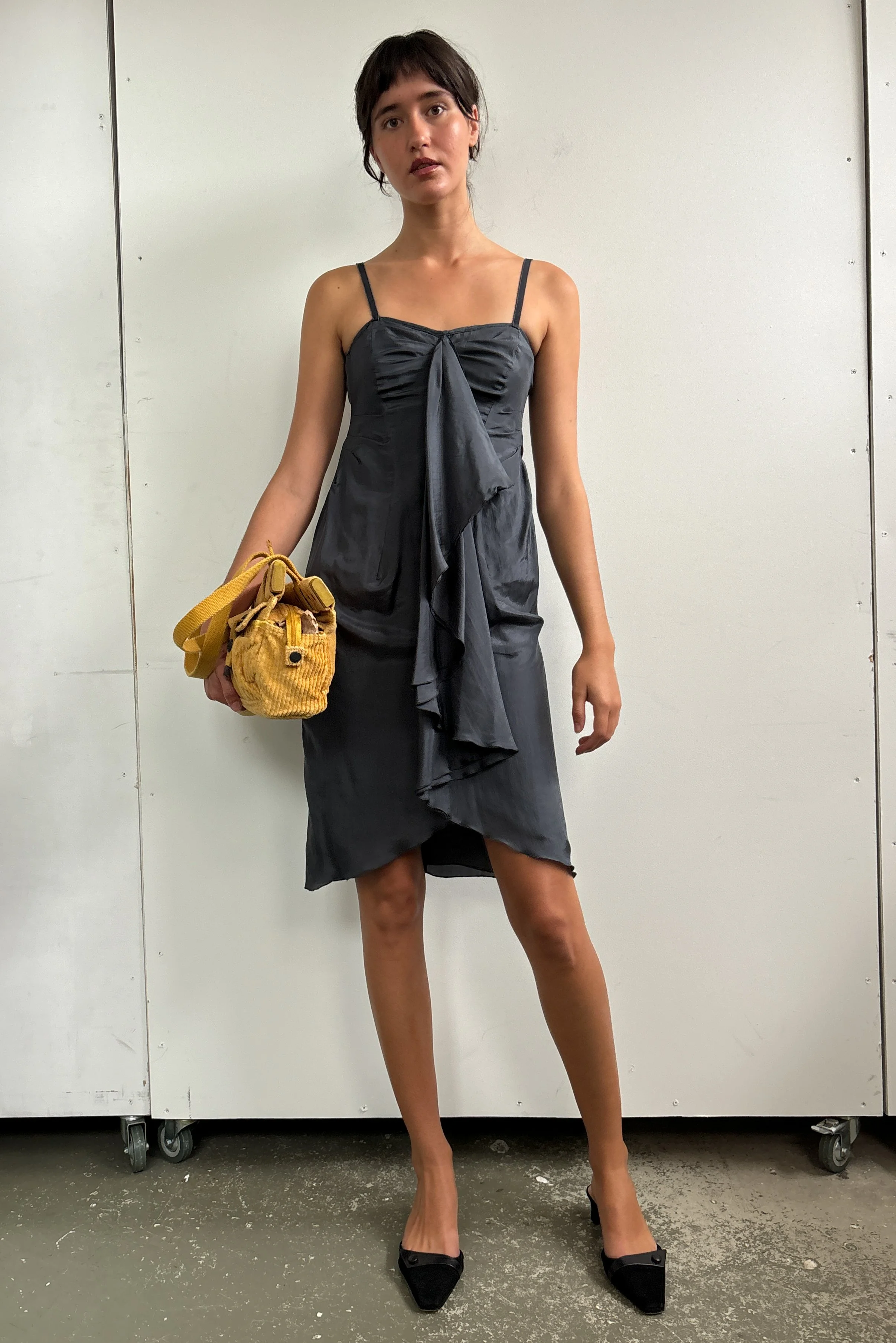 EMPORIO ARMANI SILK DRESS WITH RUFFLE FRONT