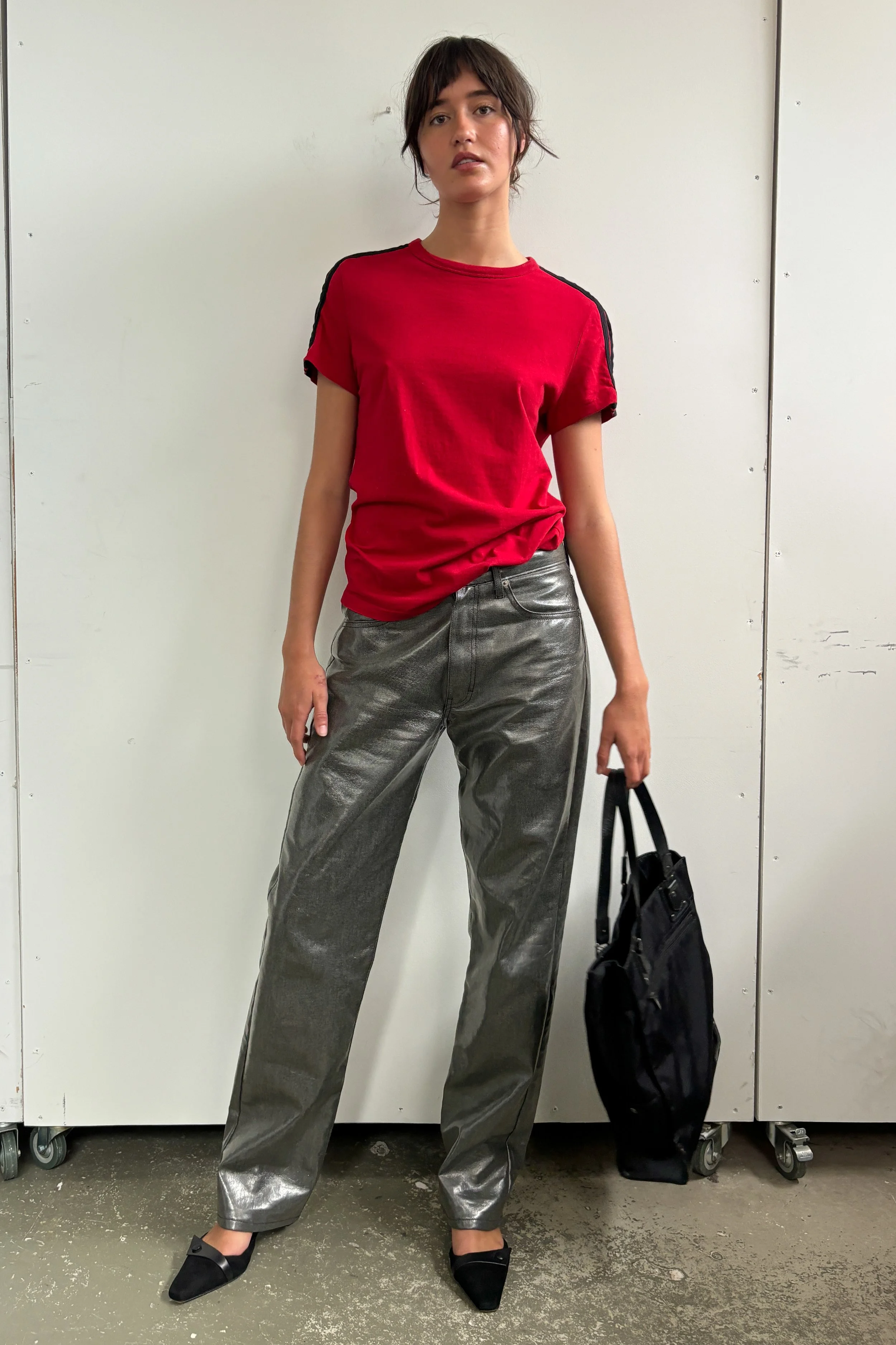 90'S CALVIN KLEIN SILVER COATED JEANS