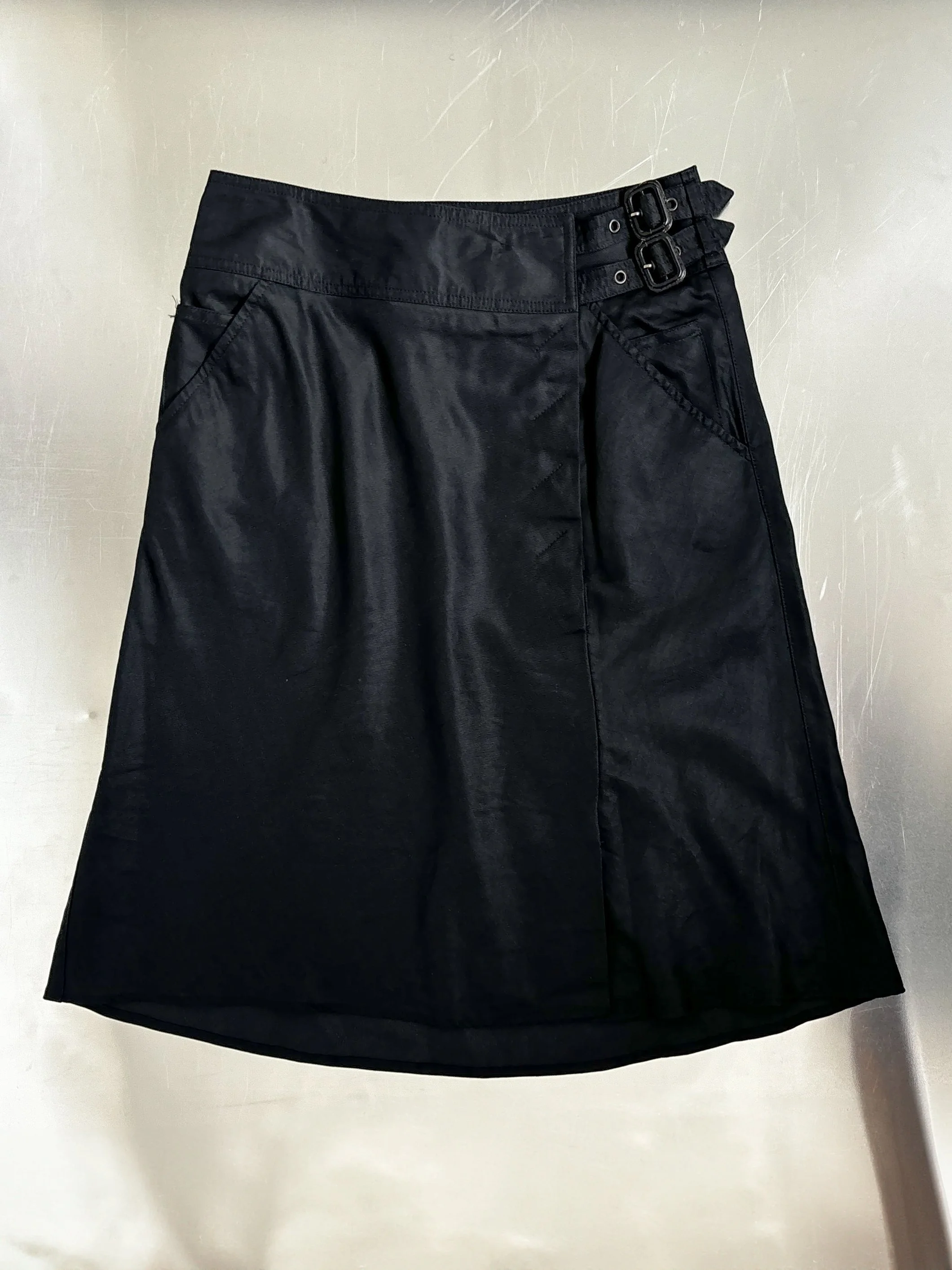 COSTUME NATIONAL WAXED COTTON BELTED SKIRT