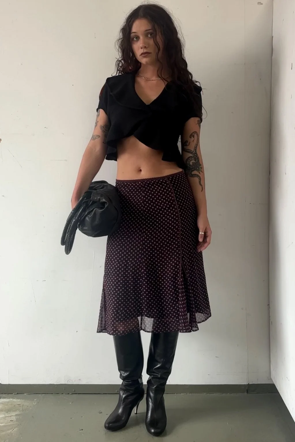 SONIA RYKIEL KNEE LENGTH POLKA DOT SKIRT