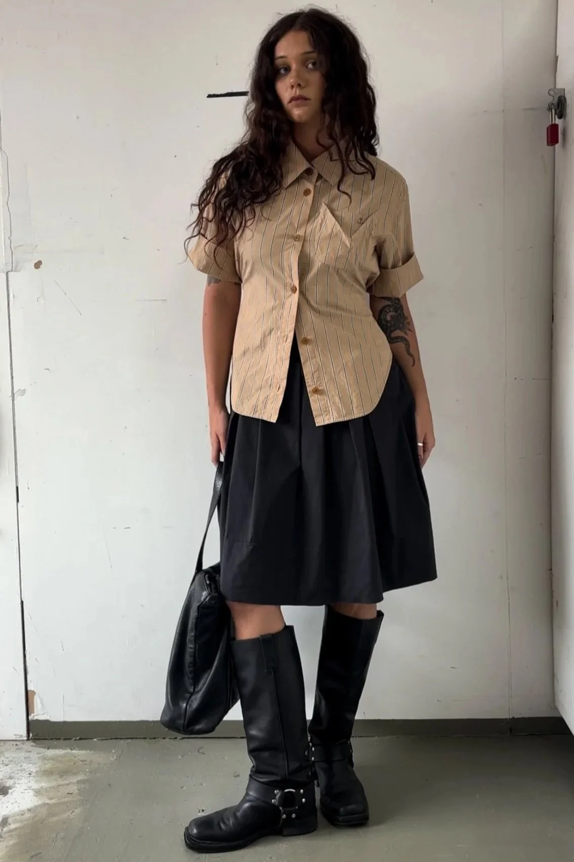 VIVIENNE WESTWOOD BROWN PINSTRIPE SHIRT