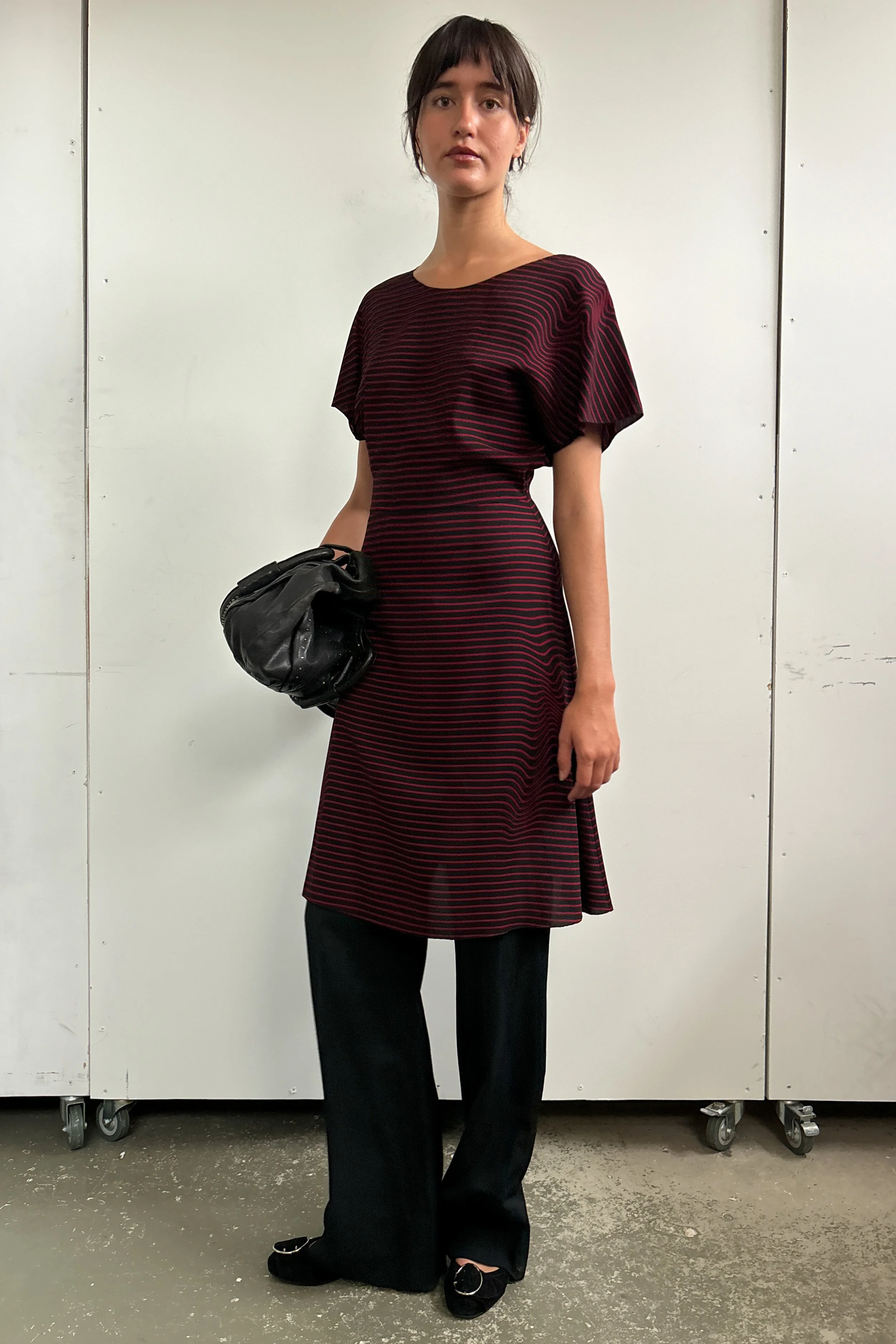 PRADA STRIPE KNEE LENGTH DRESS