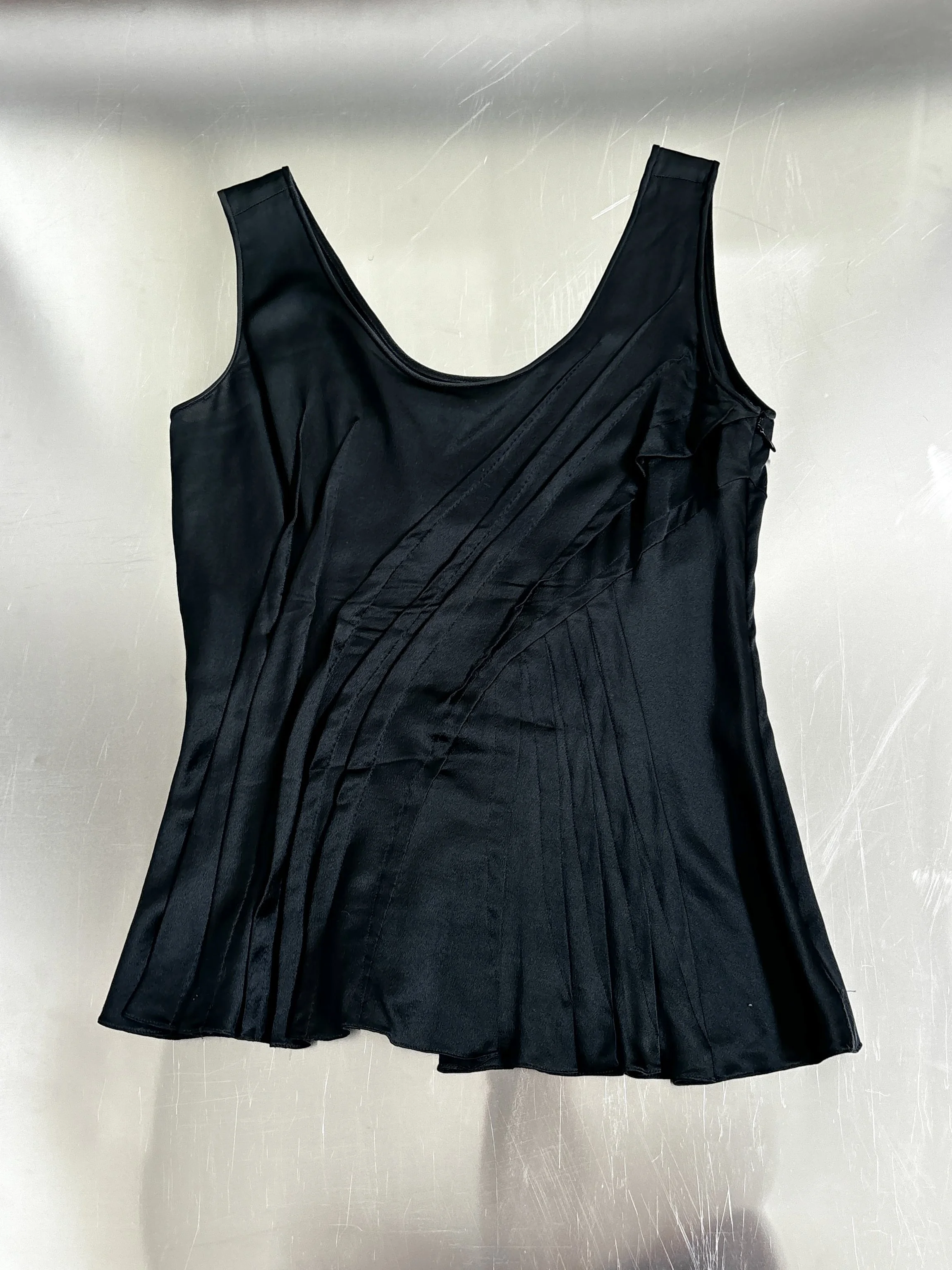 RARE CHRISTIAN DIOR BY JOHN GALLIANO ASYMMETRICAL PLEATED SILK TOP