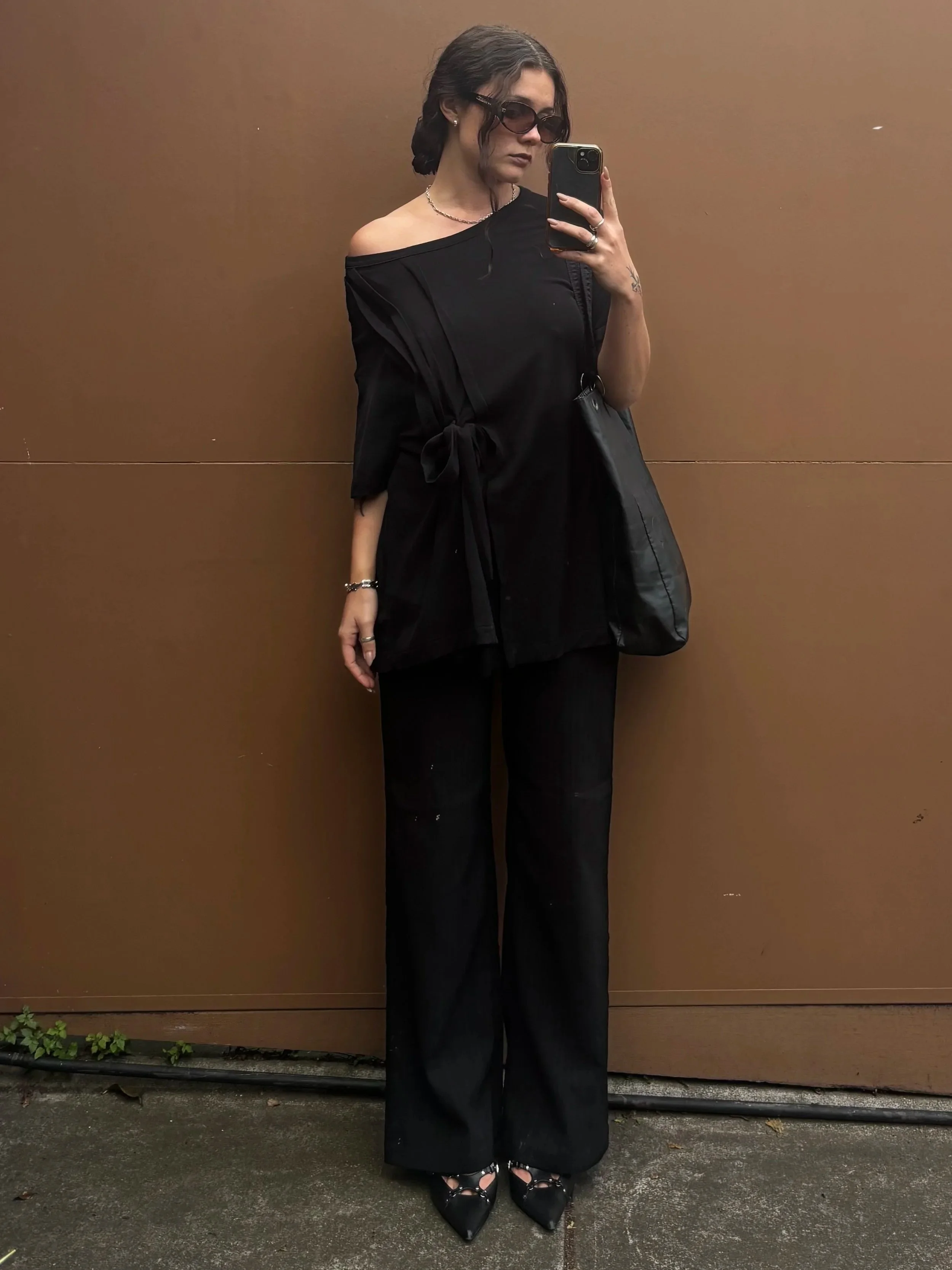 YOHJI YAMAMOTO BLACK COTTON OVERSIZE LONG TOP / DRESS