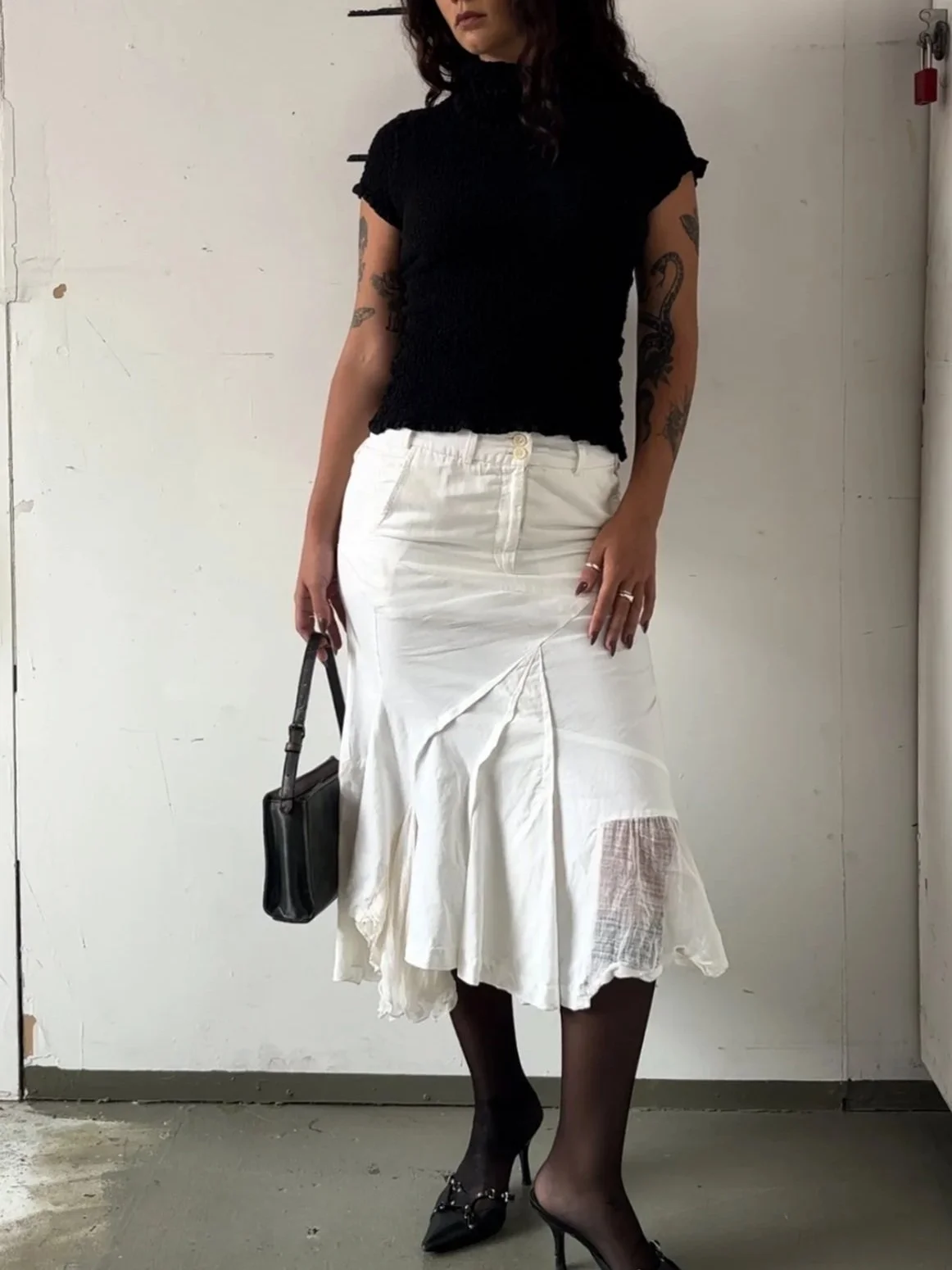 MARITHE FRANCOIS GIRBAUD ASYM MIDI SKIRT