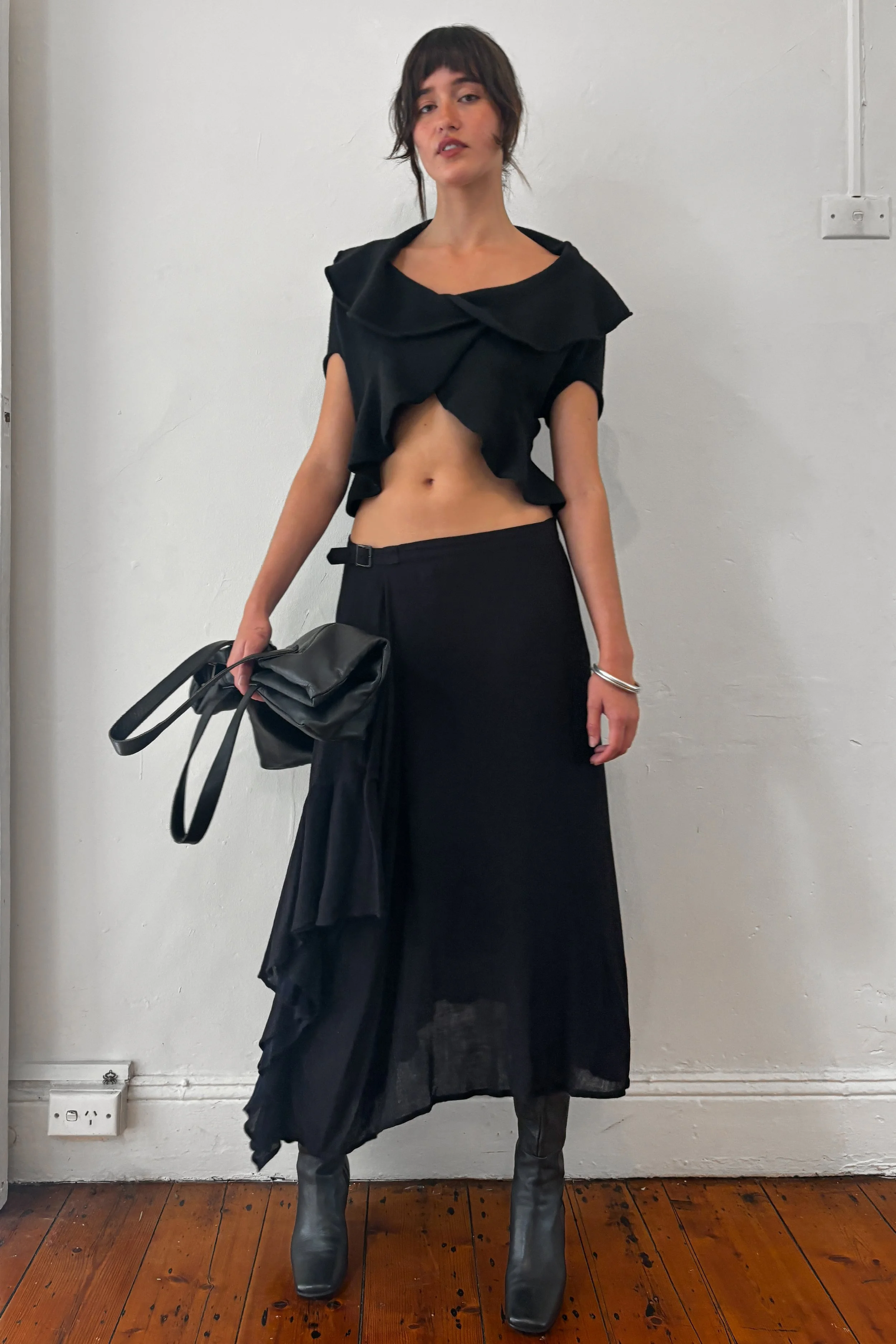 EMPORIO ARMANI SCULPTURAL ULTRA CROPPED CARDIGAN TOP