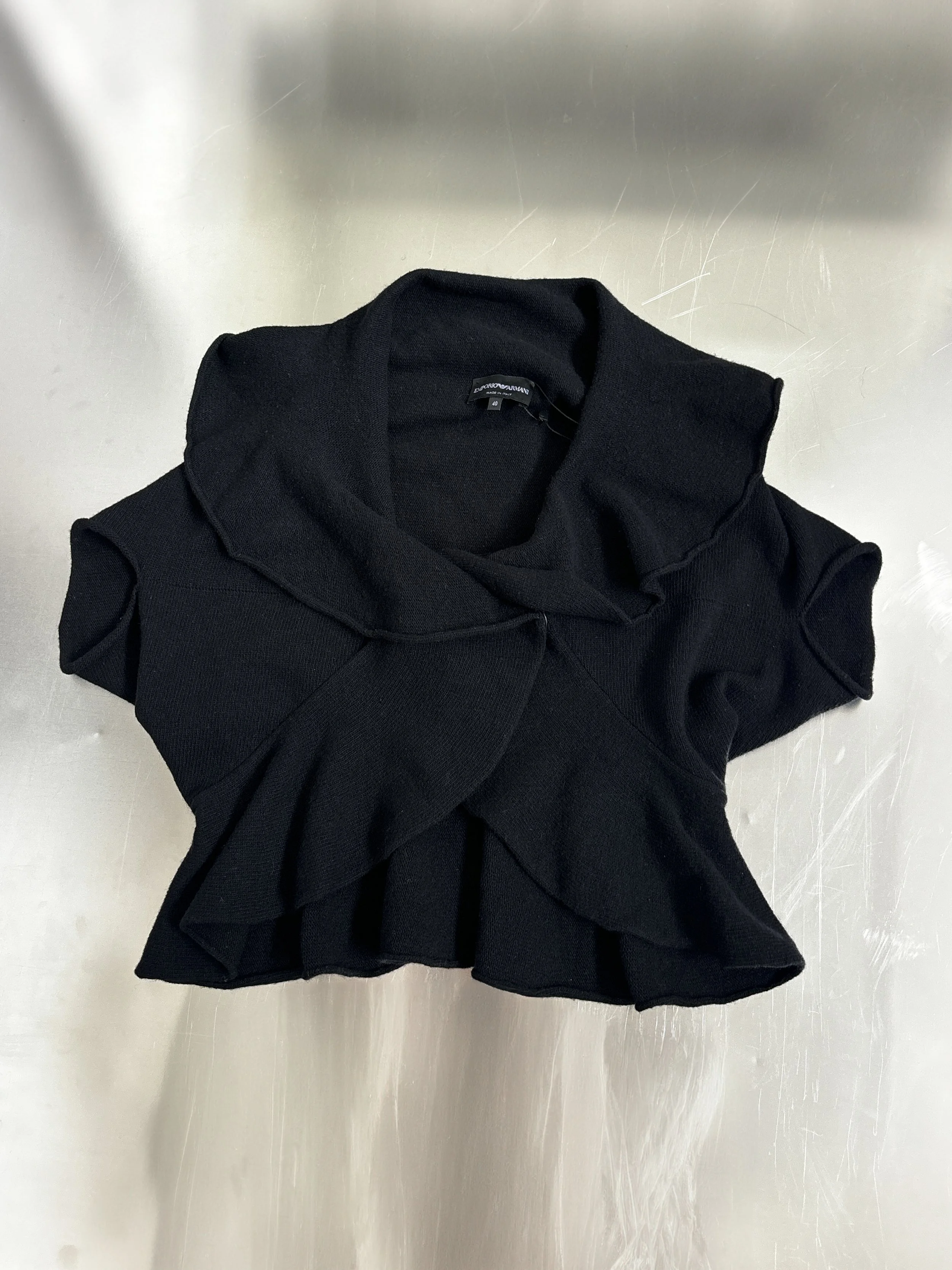 EMPORIO ARMANI SCULPTURAL ULTRA CROPPED CARDIGAN TOP