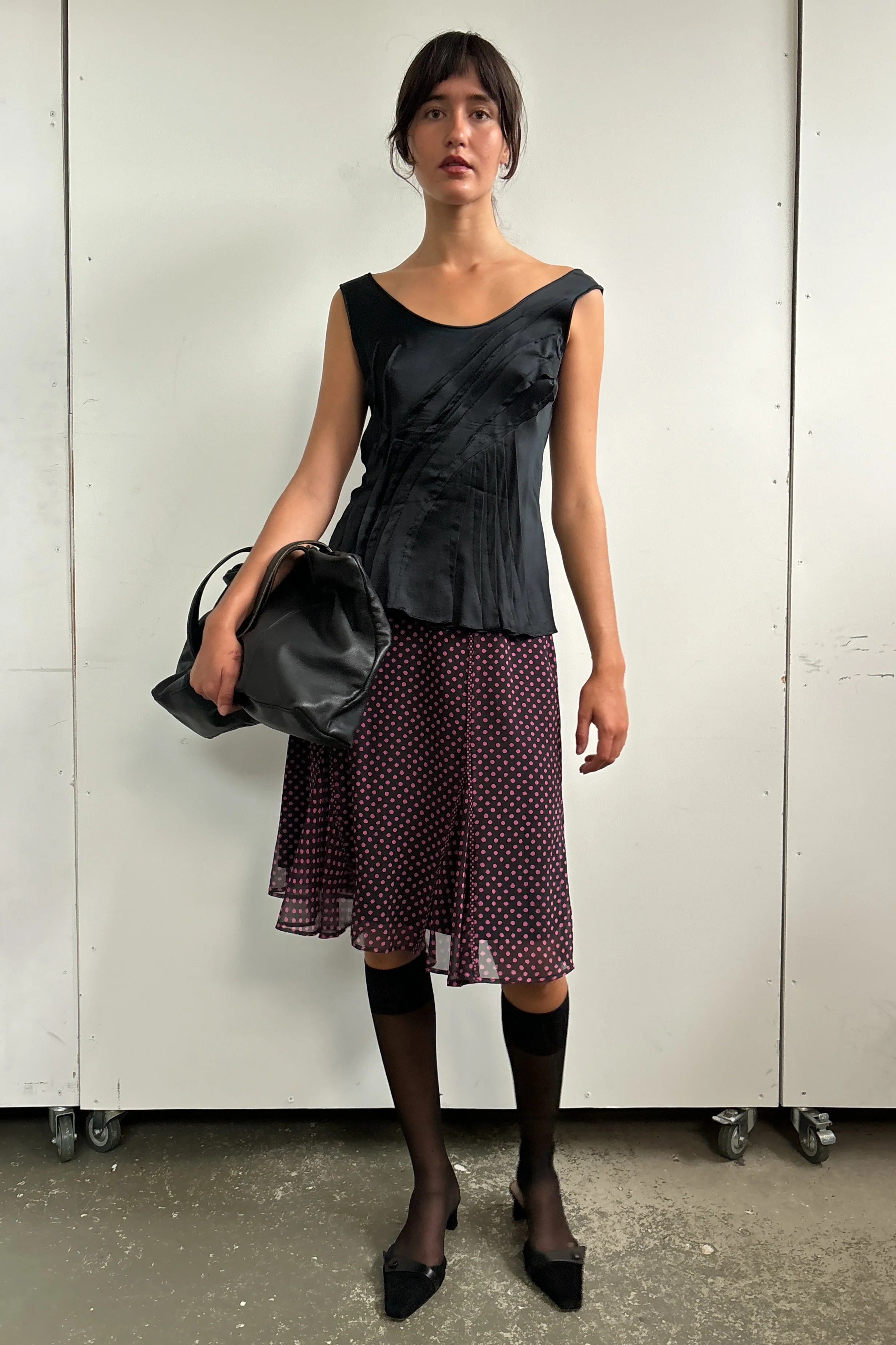 RARE CHRISTIAN DIOR BY JOHN GALLIANO ASYMMETRICAL PLEATED SILK TOP