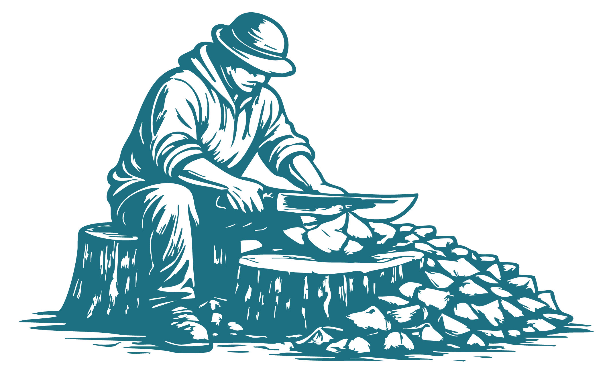 Maestro mezcalero rebanando agave cocido.