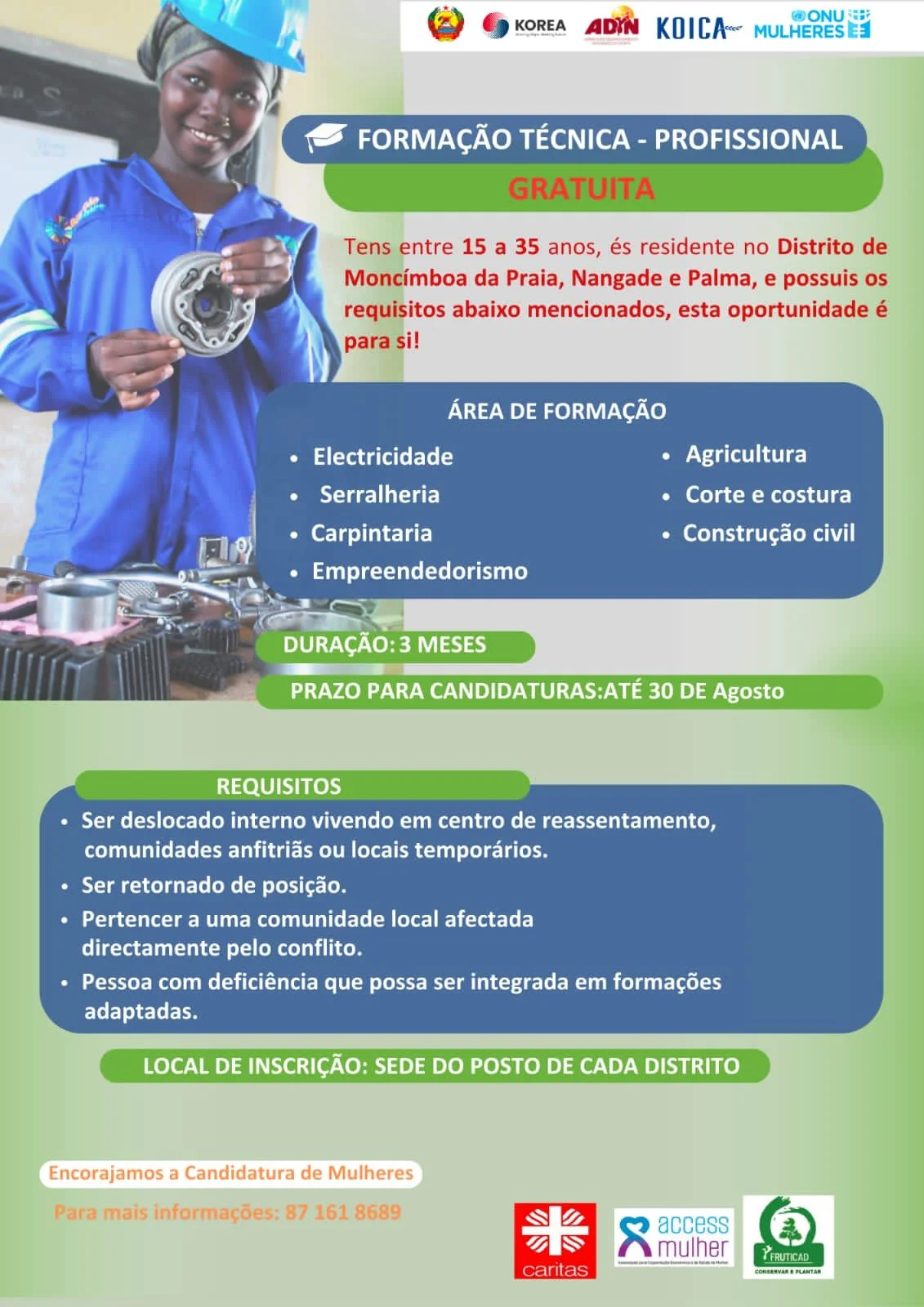 Caritas Pemba integra iniciativa de empoderamento às Mulheres deslocadas de Cabo Delgado