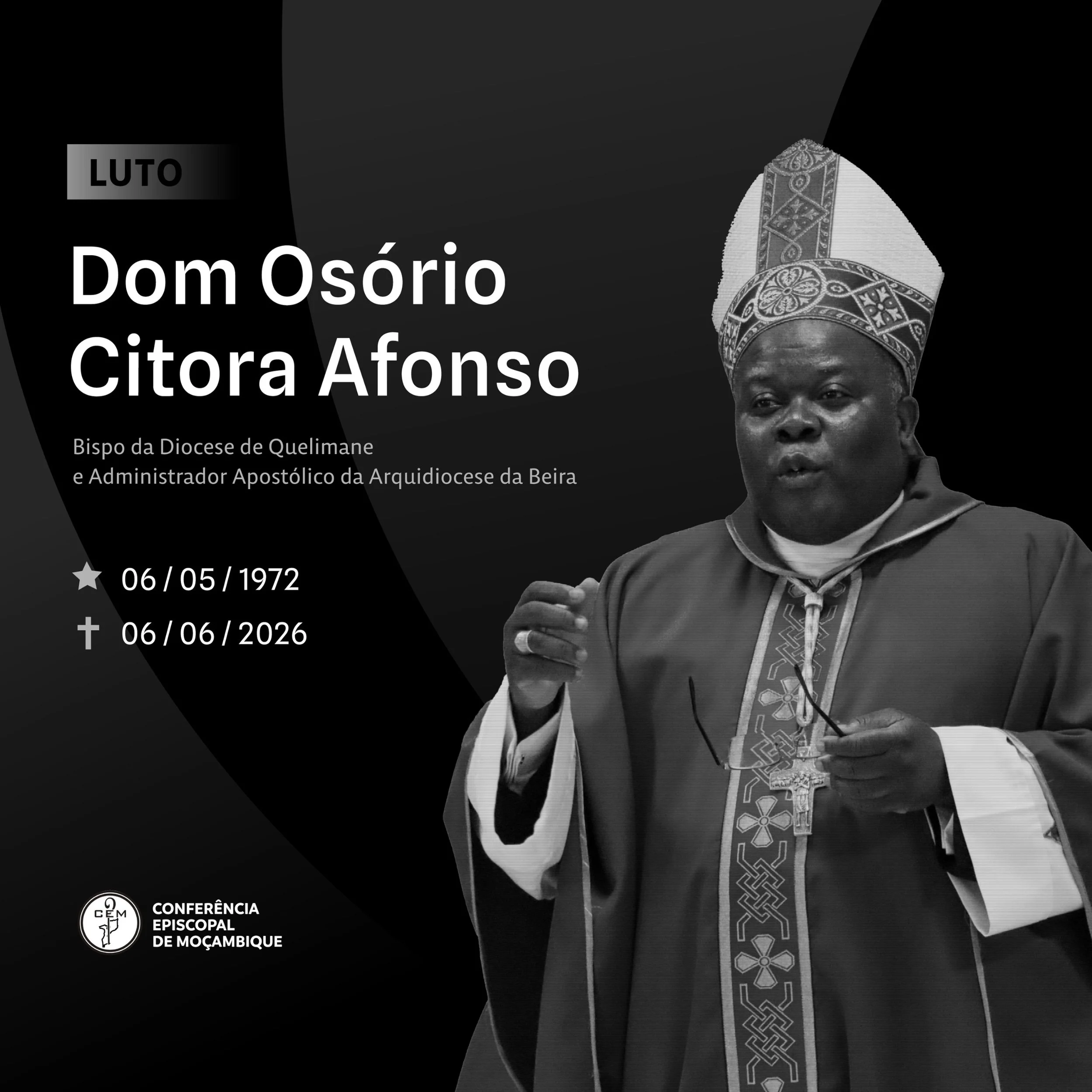 Bispo de Quelimane, Dom Osório Citora Afonso, encontrado sem vida na residência episcopal