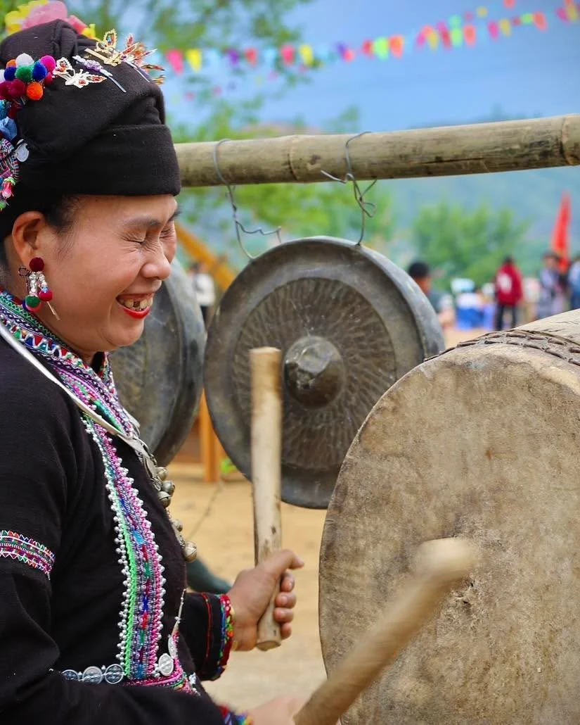 Playing the Festival Gong