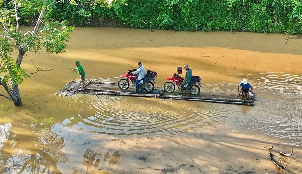 Crossing a Flooded Road in Northern Vietnam
