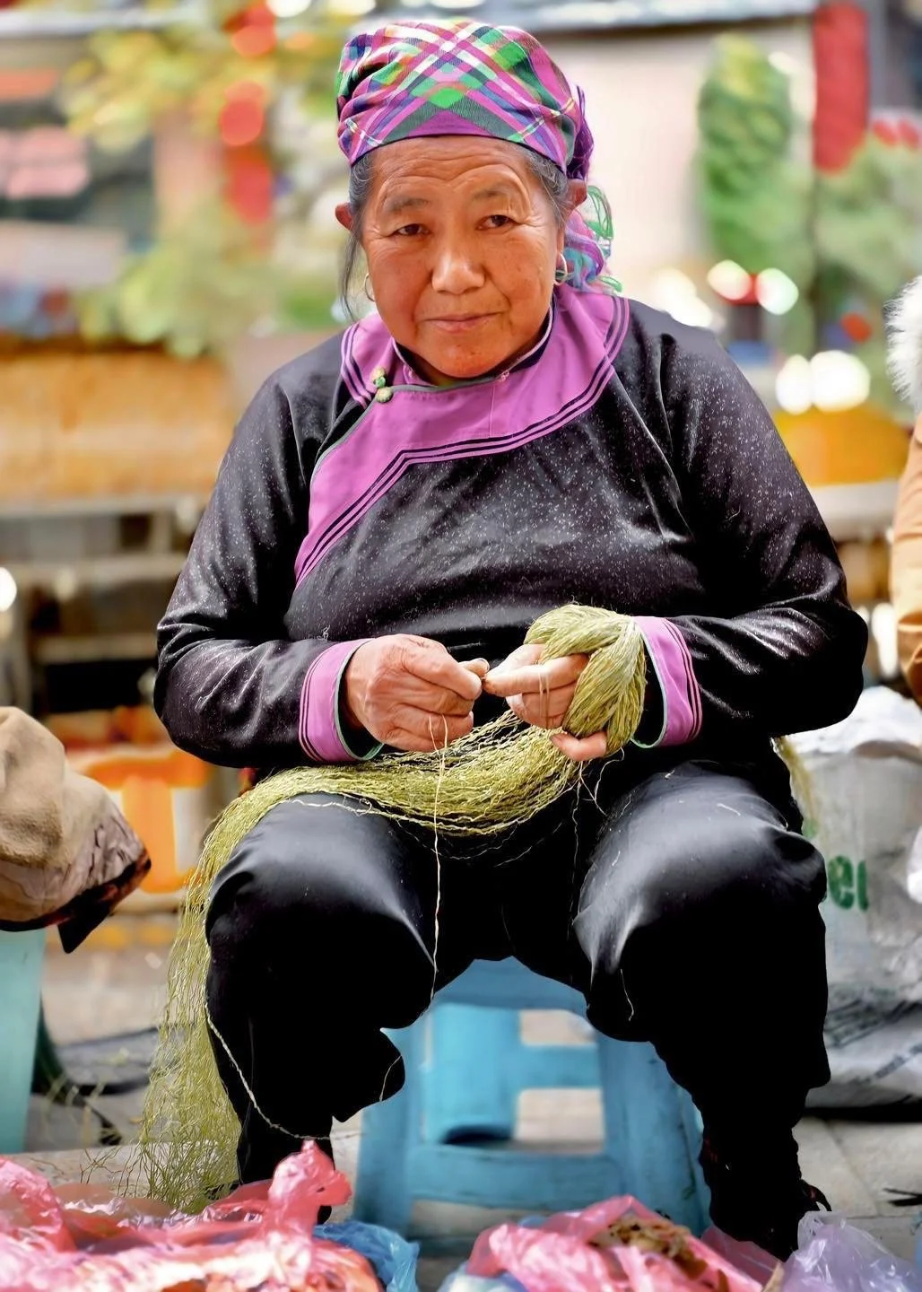 Elderly Woman Preparing Vegetables