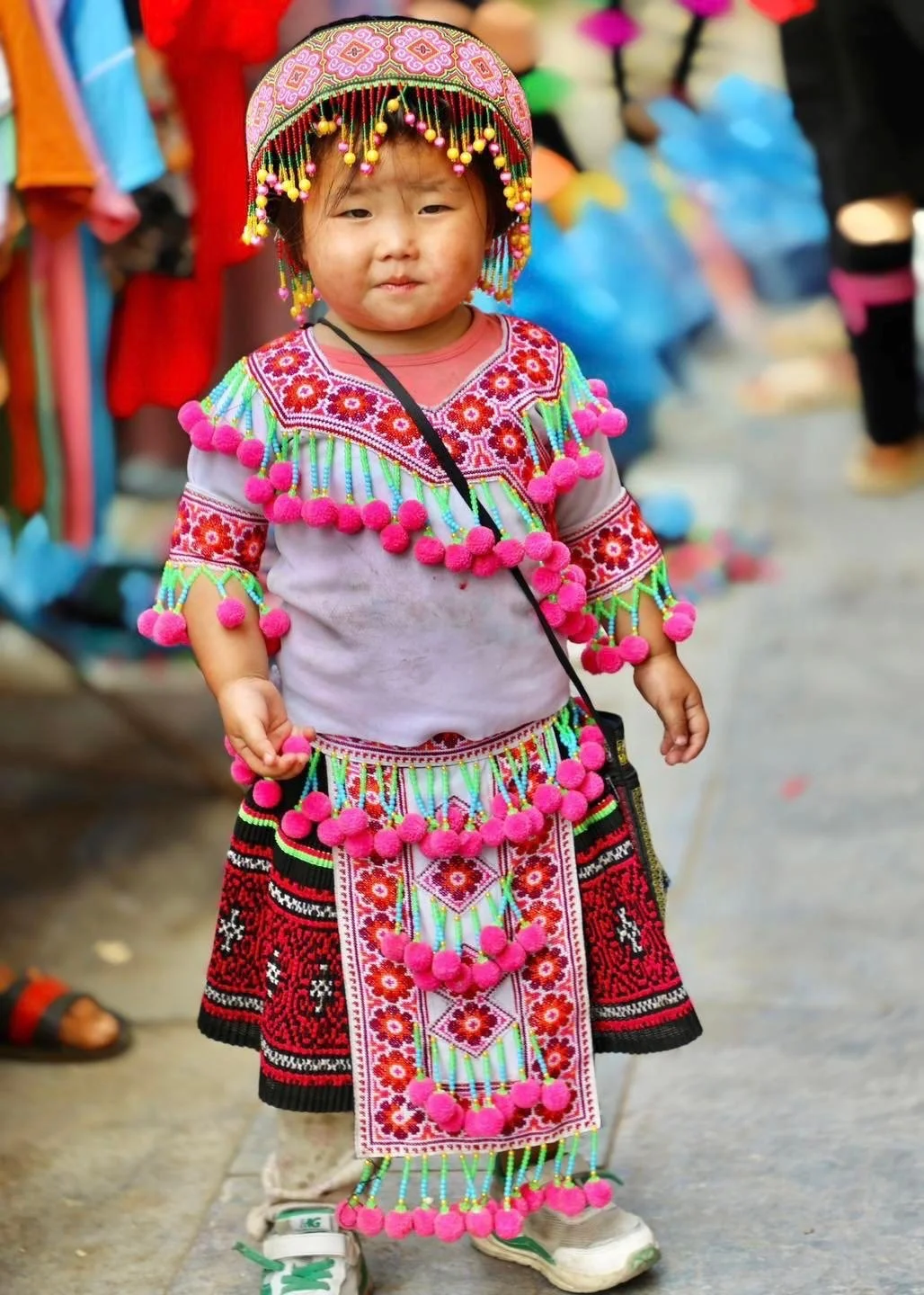 Young Girl in Pink Traditional Dress