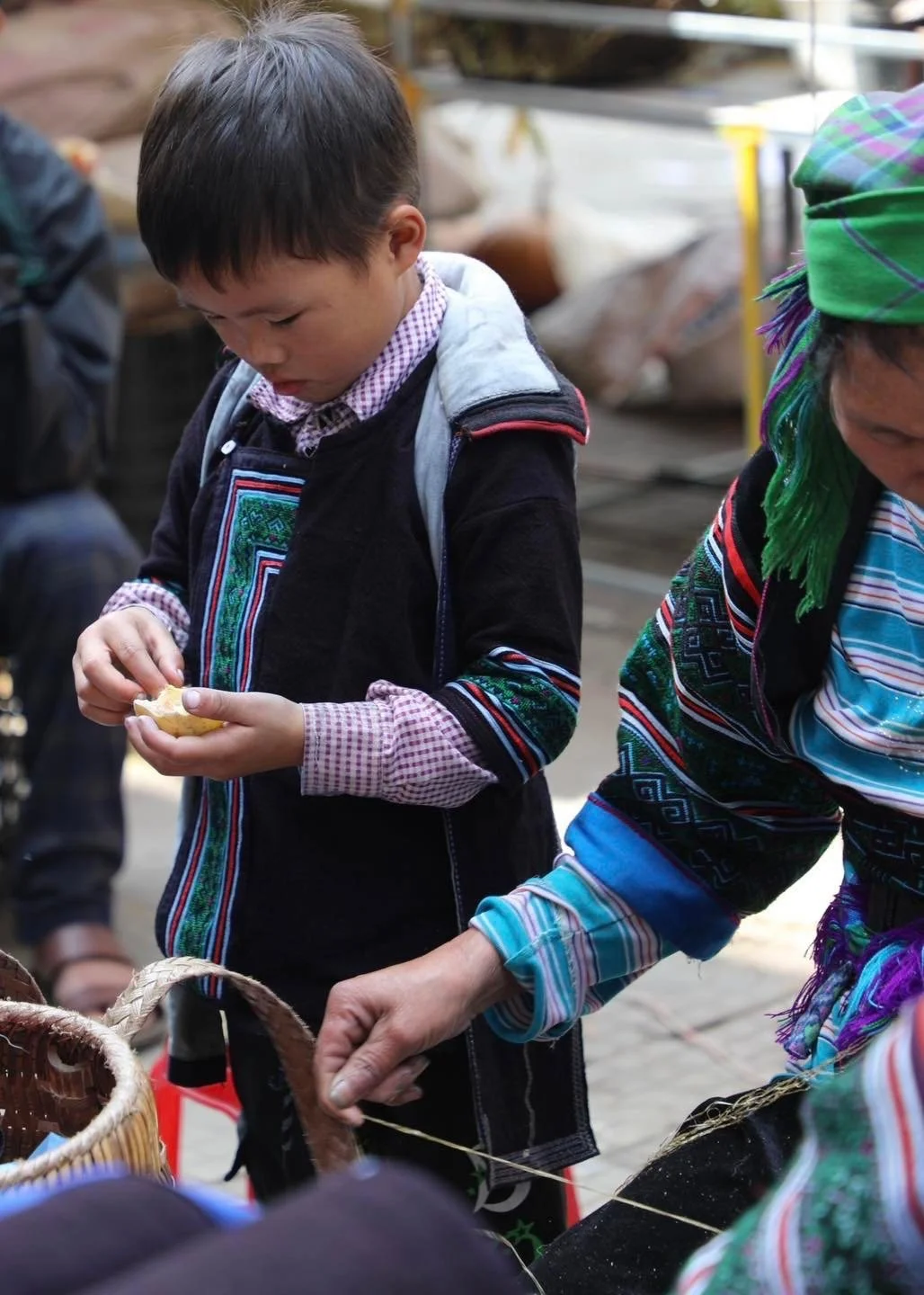 Children Exploring Market Stalls