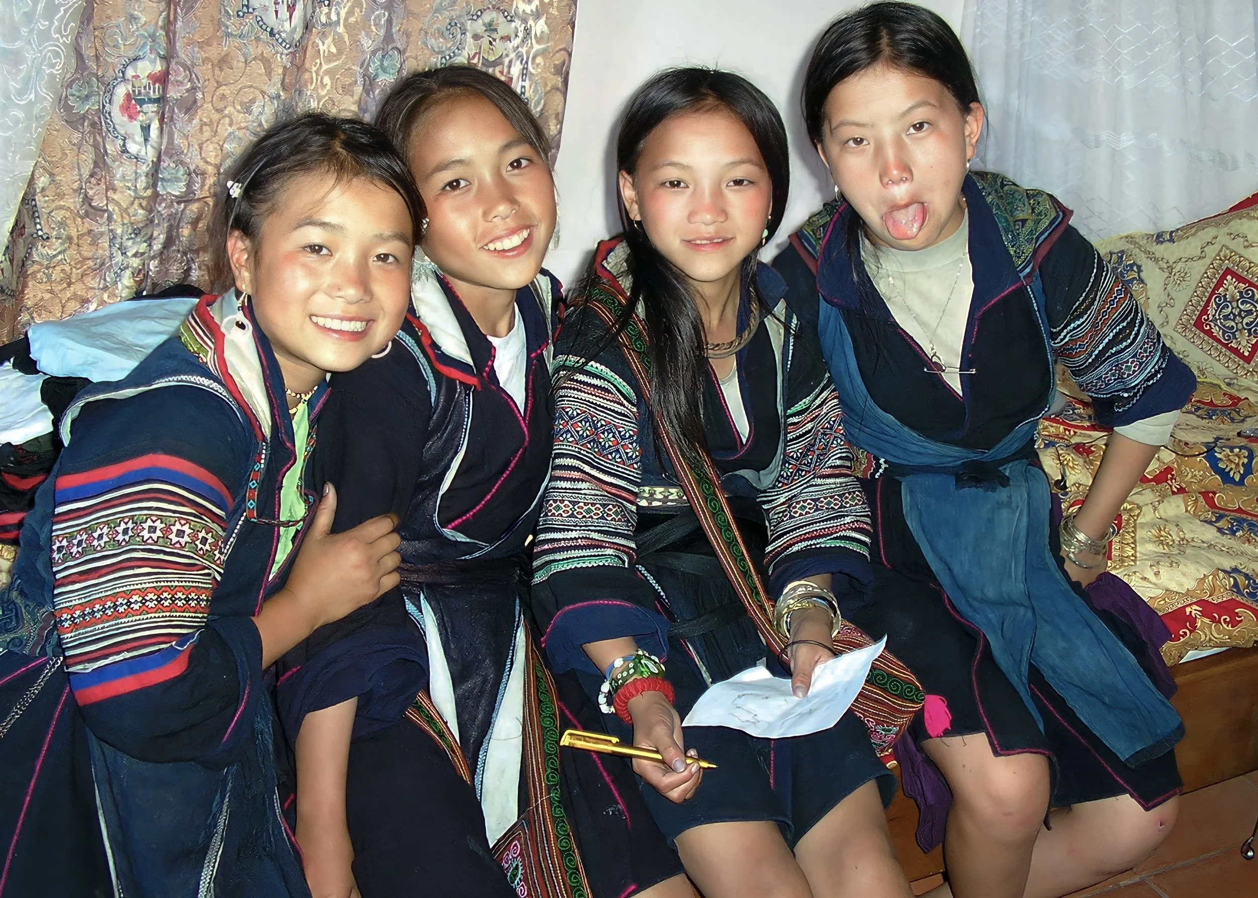 Photograph of Hmong girls in Sapa during the late 1990s as tourism slowly returned to the northern Vietnamese highlands.