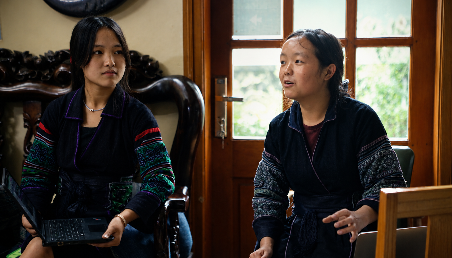 Hmong youth leaders Cha and Do leading an ETHOS team seminar about food hygiene and food safety in Sa Pa.