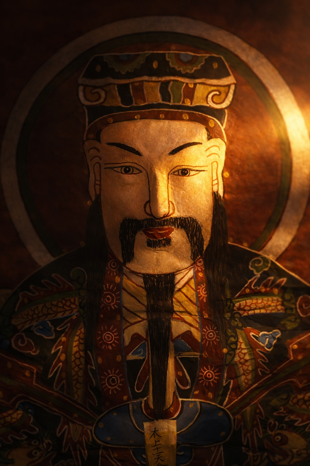 Painted image of a Dao spirit deity displayed as part of a traditional Cấp Sắc ritual in northern Vietnam.