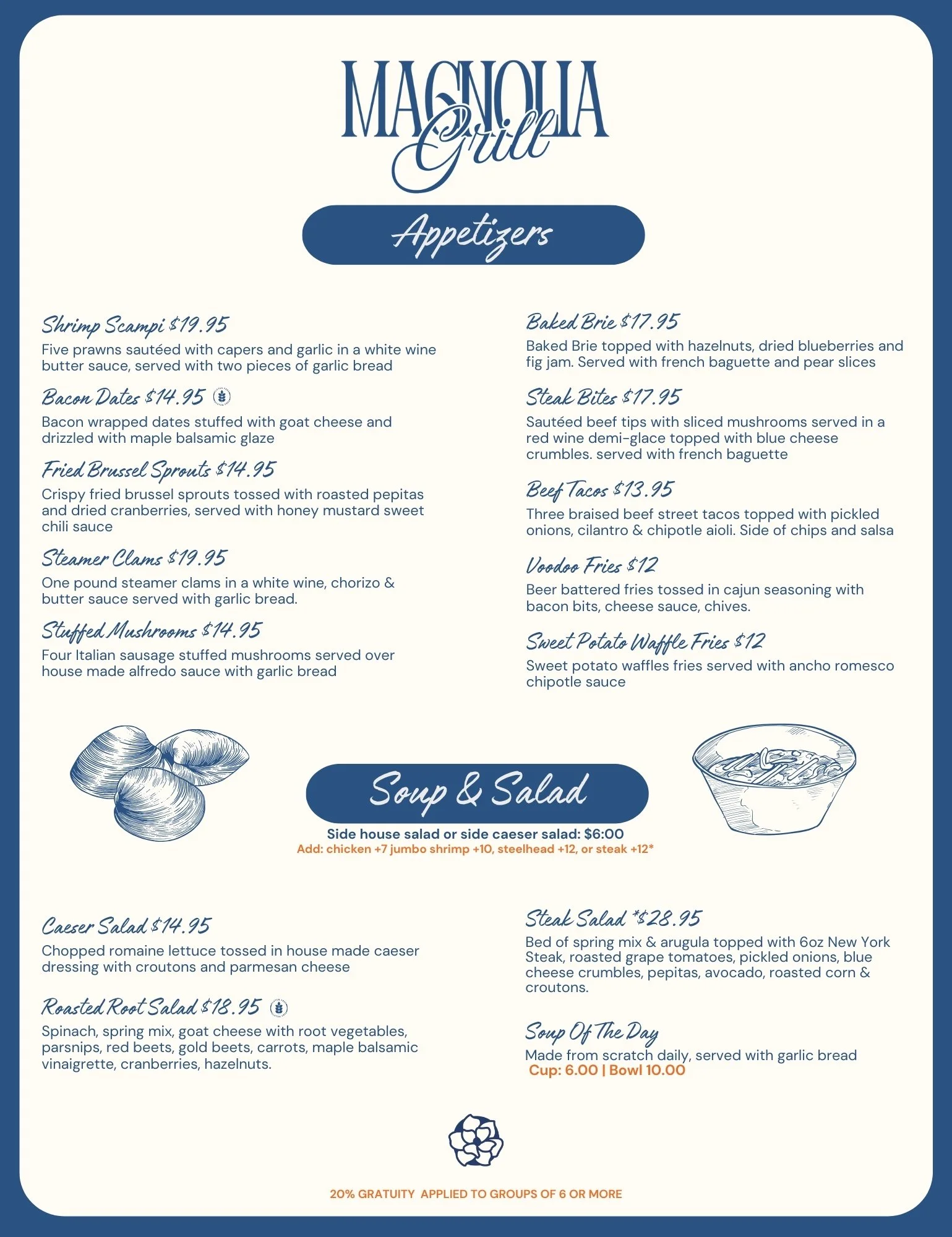 Menu for magnolia grill in silverton oregon