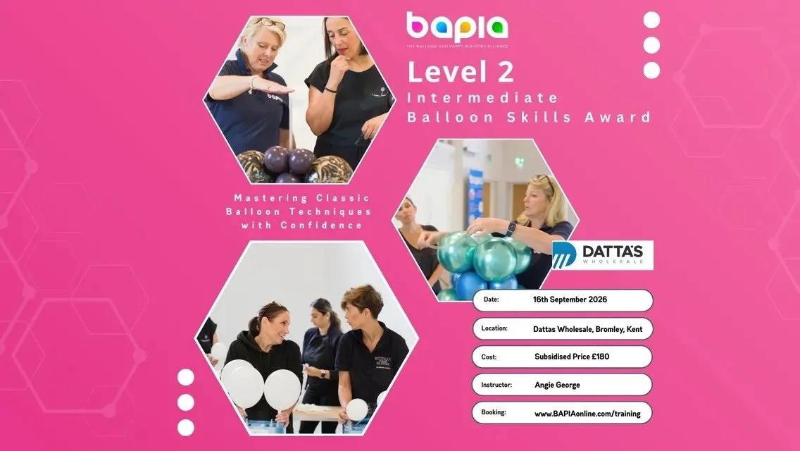 BAPIA Level Two - Intermediate Balloon Skills Award -Datta’s Wholesale, Bromley, Kent 